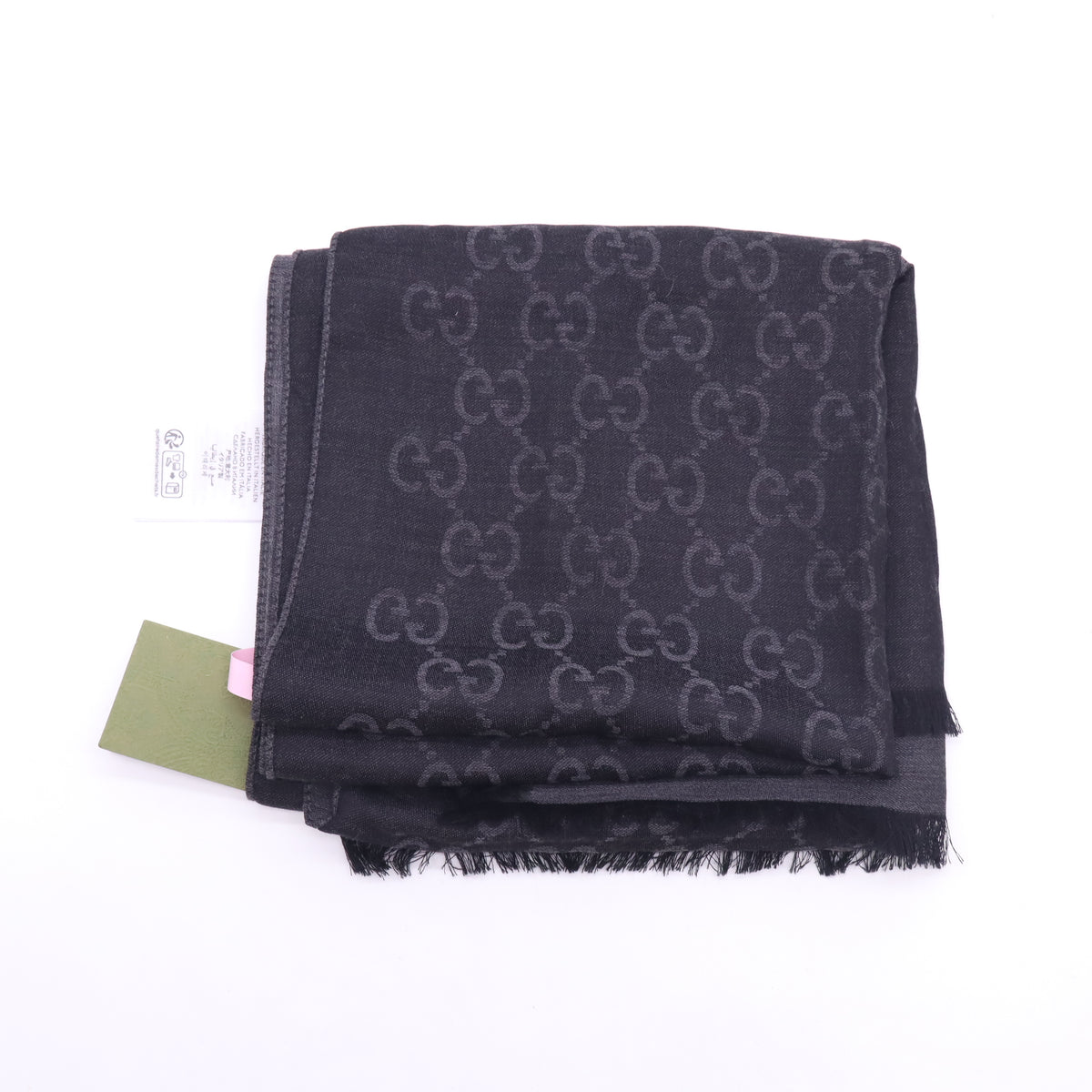 Gucci GG Jacquard Wool Silk Scarf Twins LDJ6084