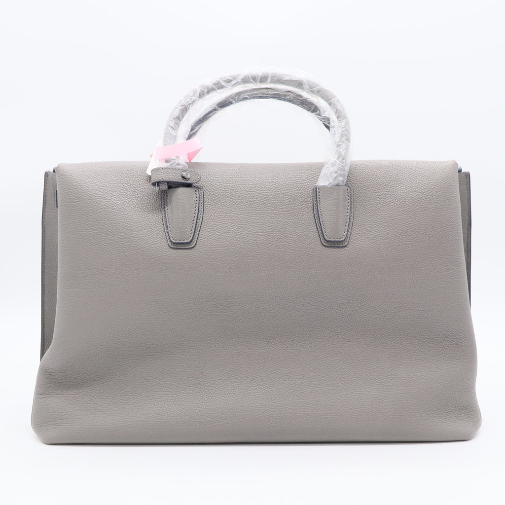 MCM Grained Calfskin Large Milla Tote Arch Grey TWins