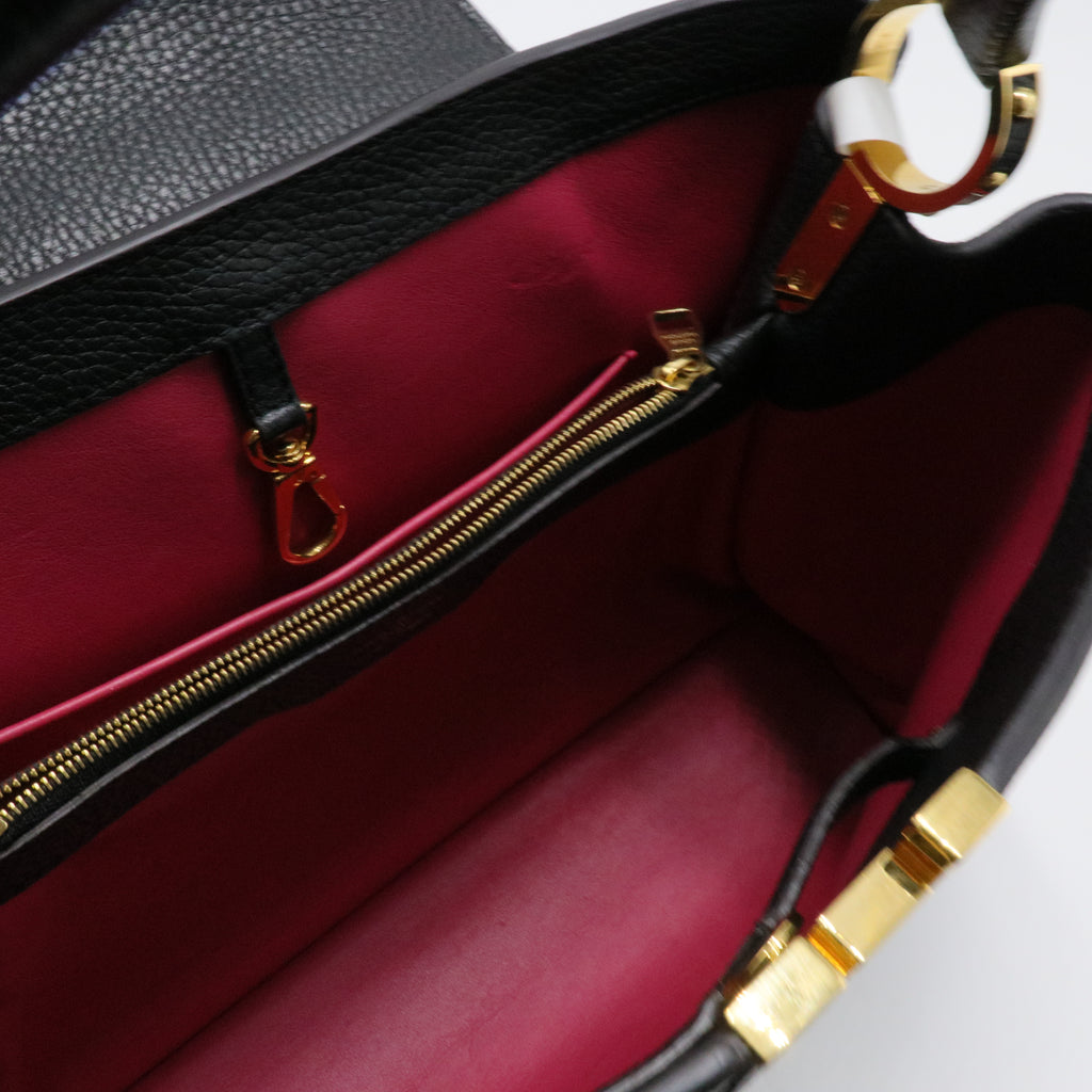 Taurillon Capucines MM Black Fuchsia