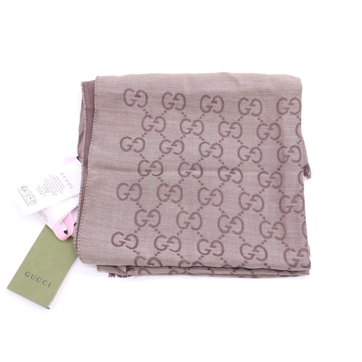 Gucci GG Jacquard Wool Silk Scarf Twins LDJ6081