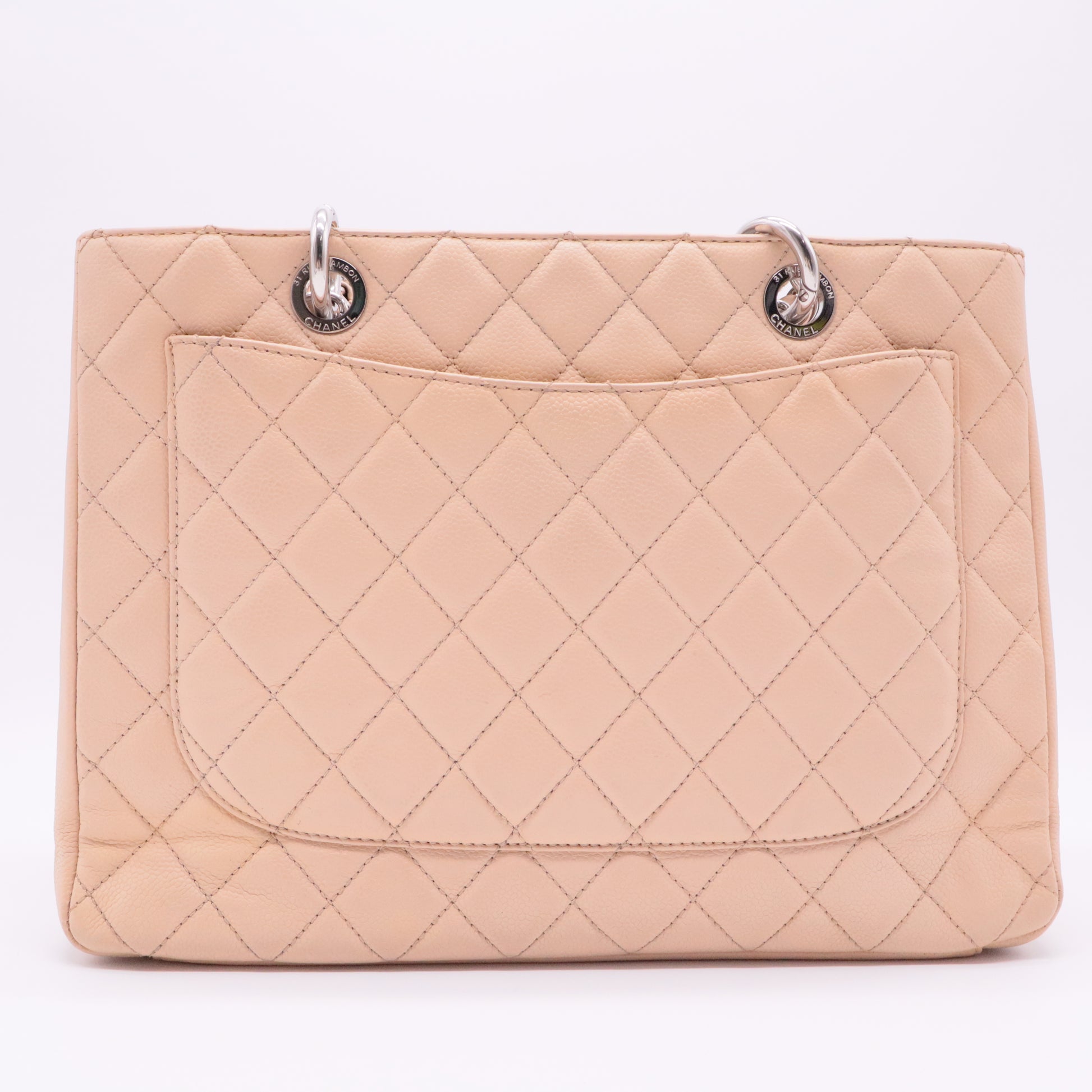 Caviar Quilted Grand Shopping Tote GST Beige Clair