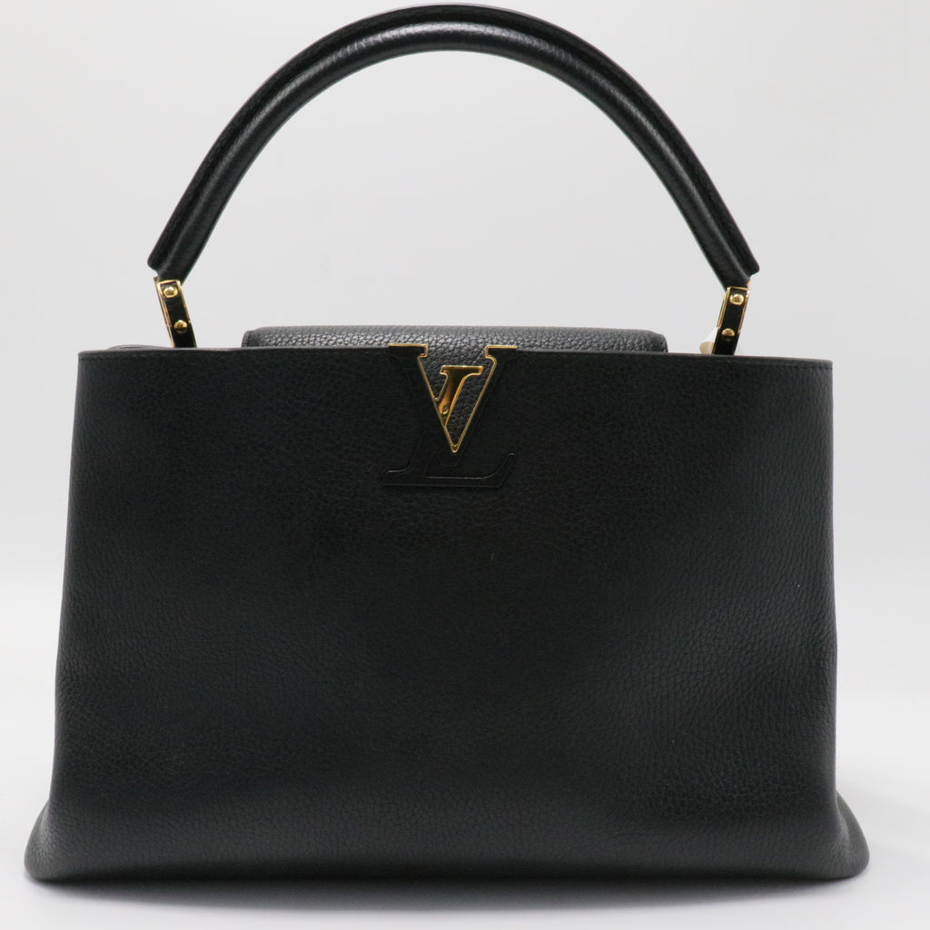 Taurillon Capucines MM Black Fuchsia