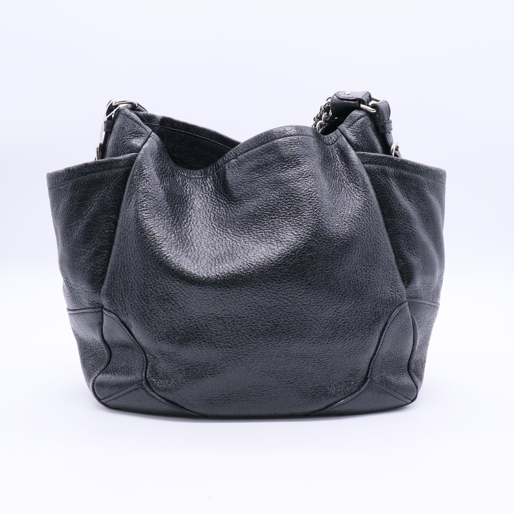Black Cervo Lux Leather Chain Strap Large Tote Bag Twins