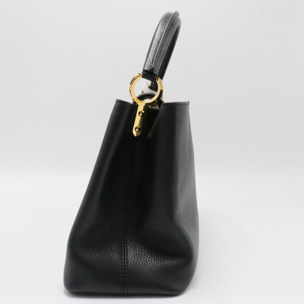 Taurillon Capucines MM Black Fuchsia