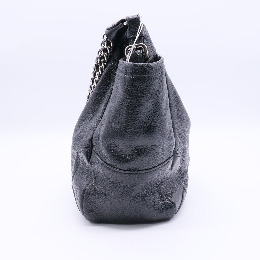Black Cervo Lux Leather Chain Strap Large Tote Bag Twins