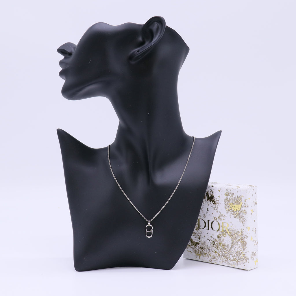 Christian Dior Silver CD Logo Pendant Necklace W21927