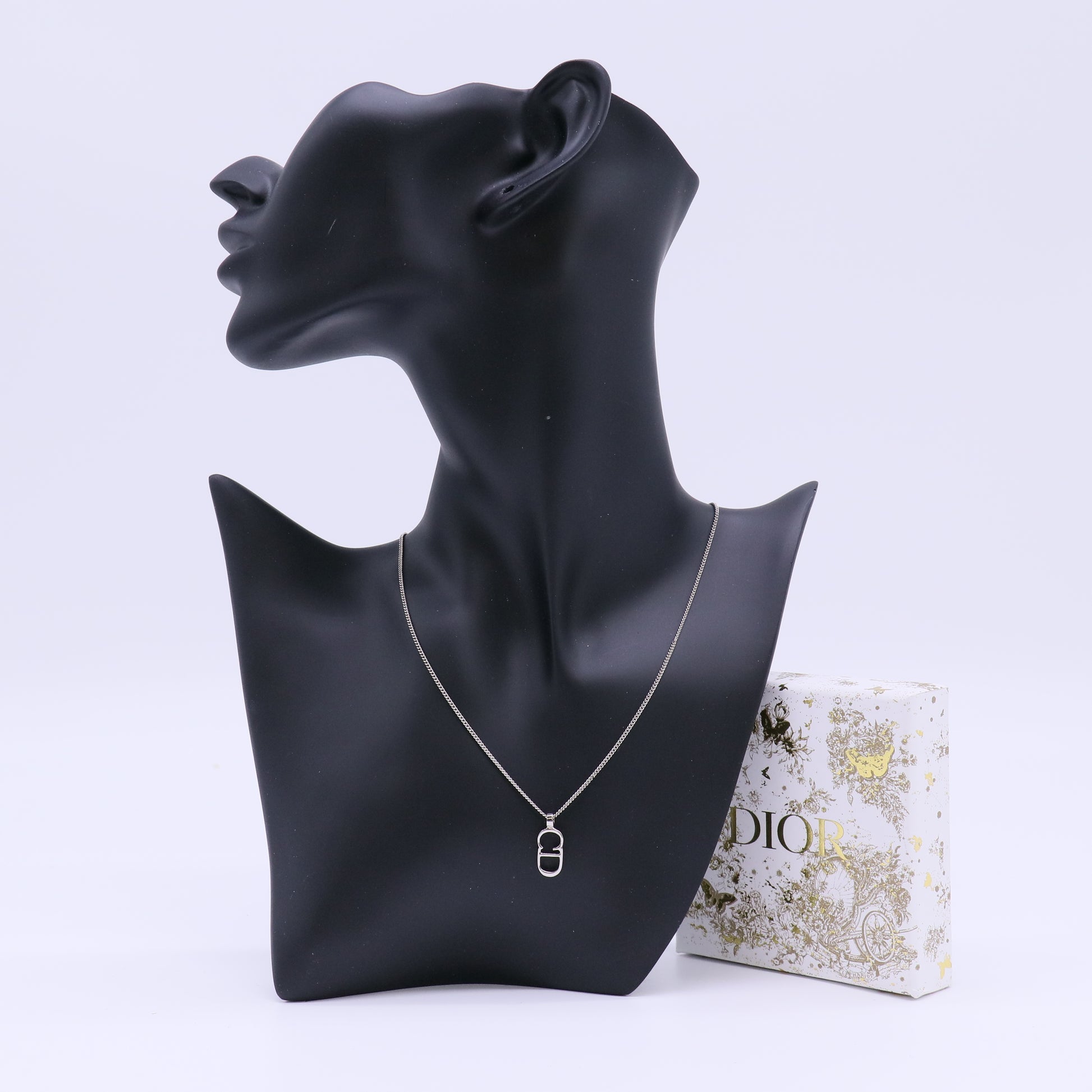 Christian Dior Silver CD Logo Pendant Necklace W21927