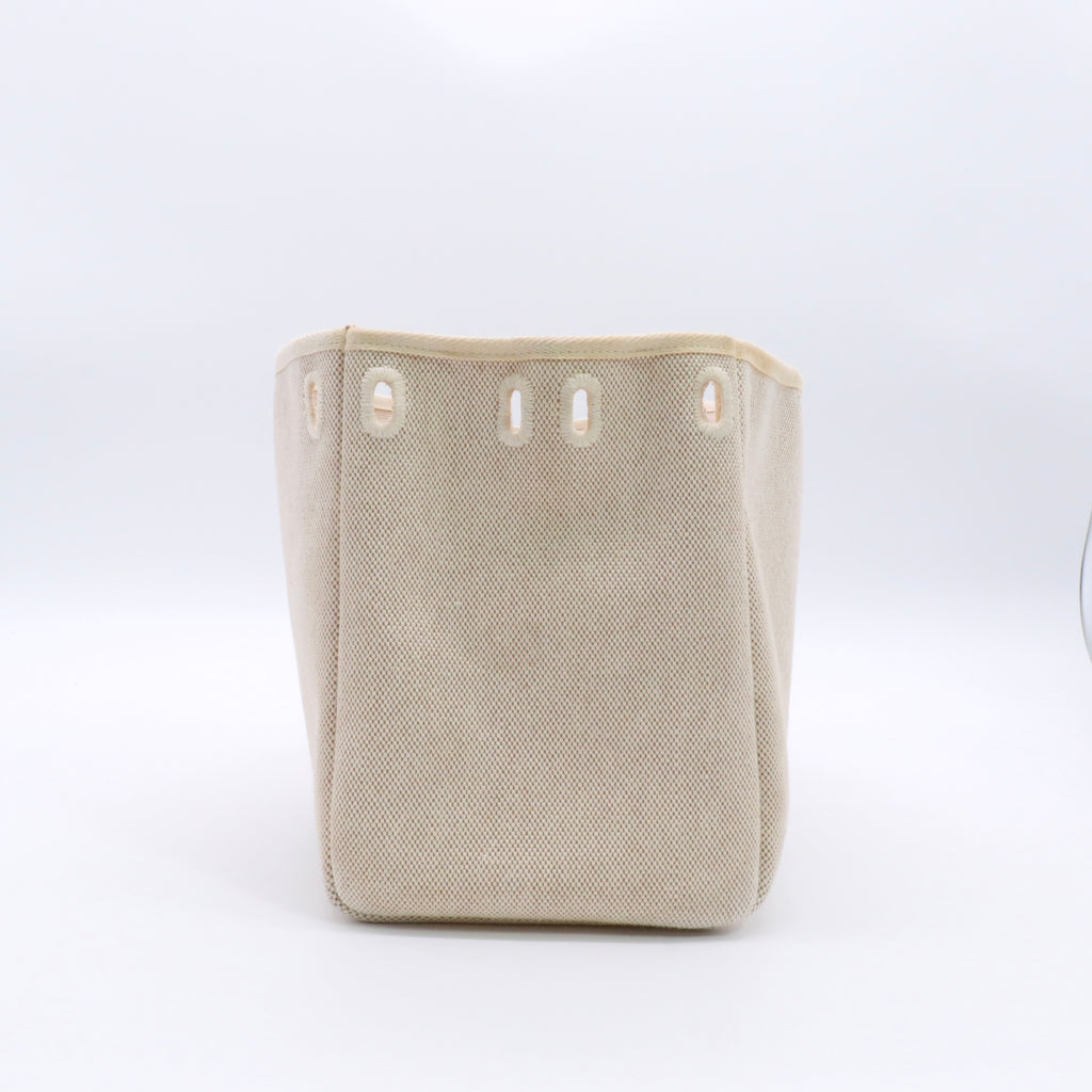 Natural Toile and Vache Calfskin Leather Herbag Cabas MM 2-in-1 Tote BaG TWINS