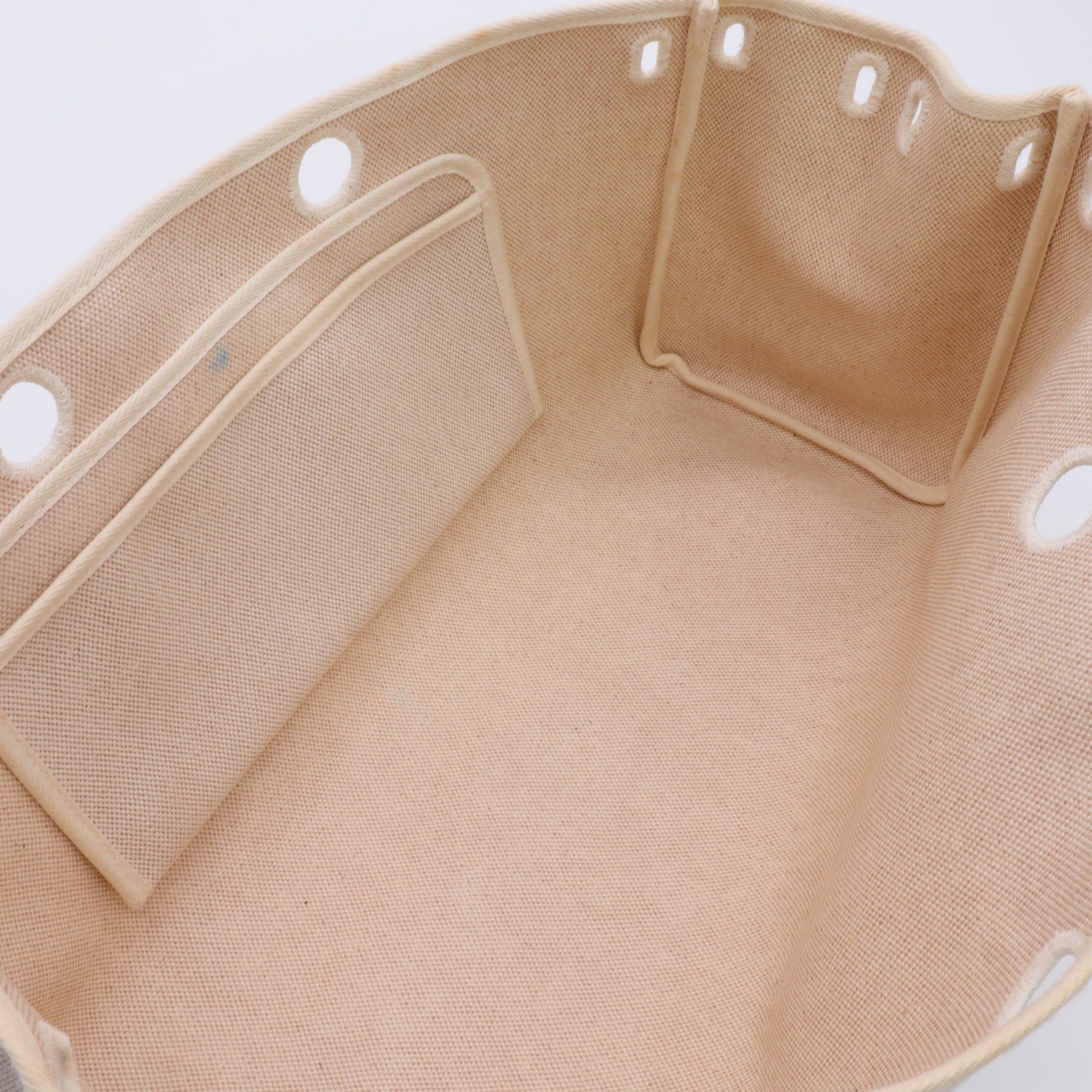 Natural Toile and Vache Calfskin Leather Herbag Cabas MM 2-in-1 Tote BaG TWINS