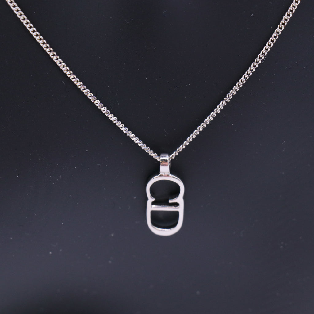 Christian Dior Silver CD Logo Pendant Necklace W21927