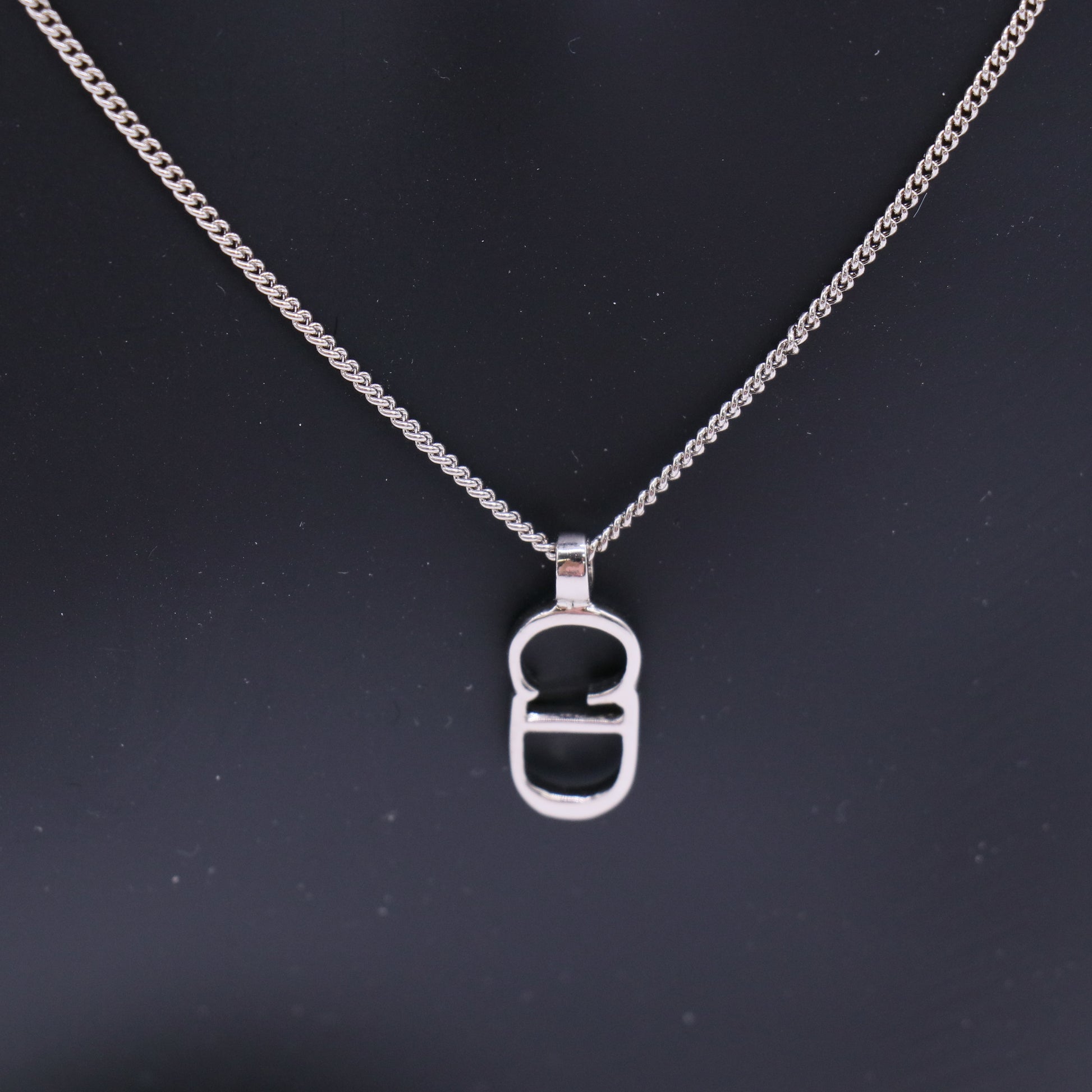 Christian Dior Silver CD Logo Pendant Necklace W21927