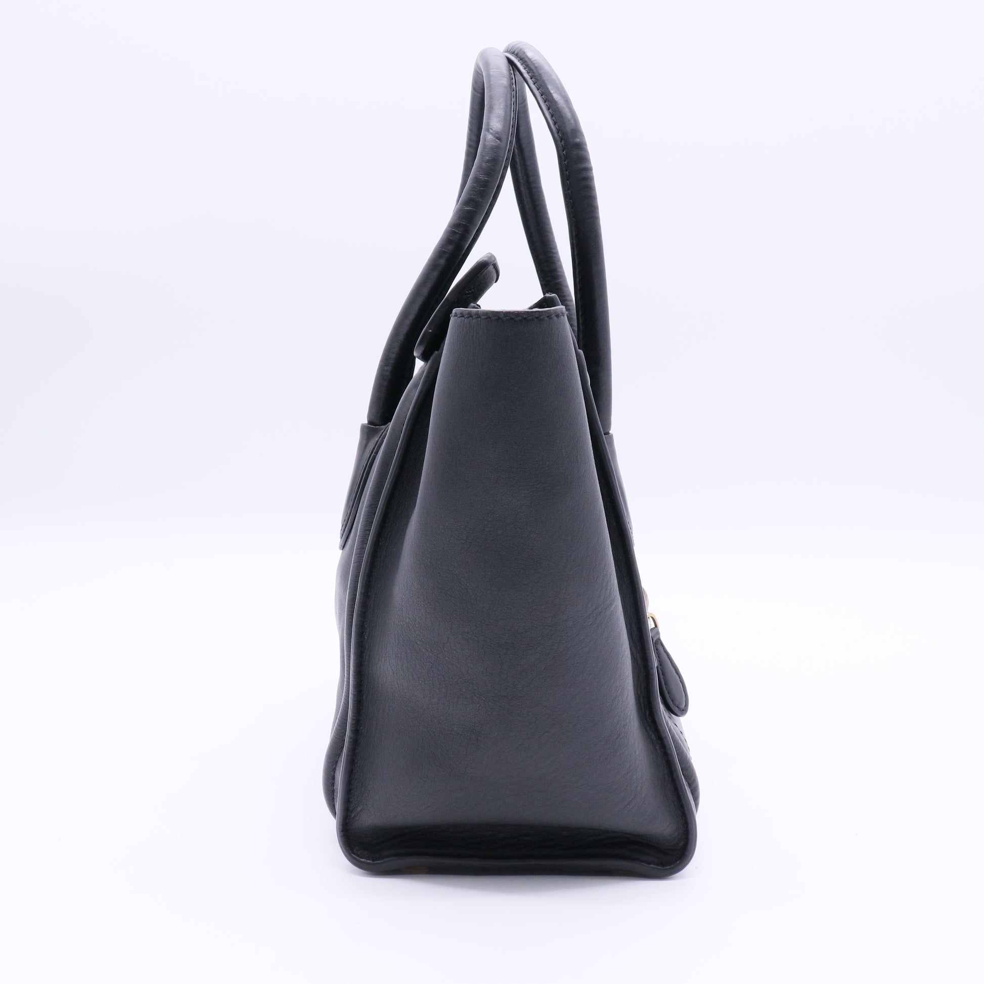 Black Smooth Leather  Luggage Tote Bag