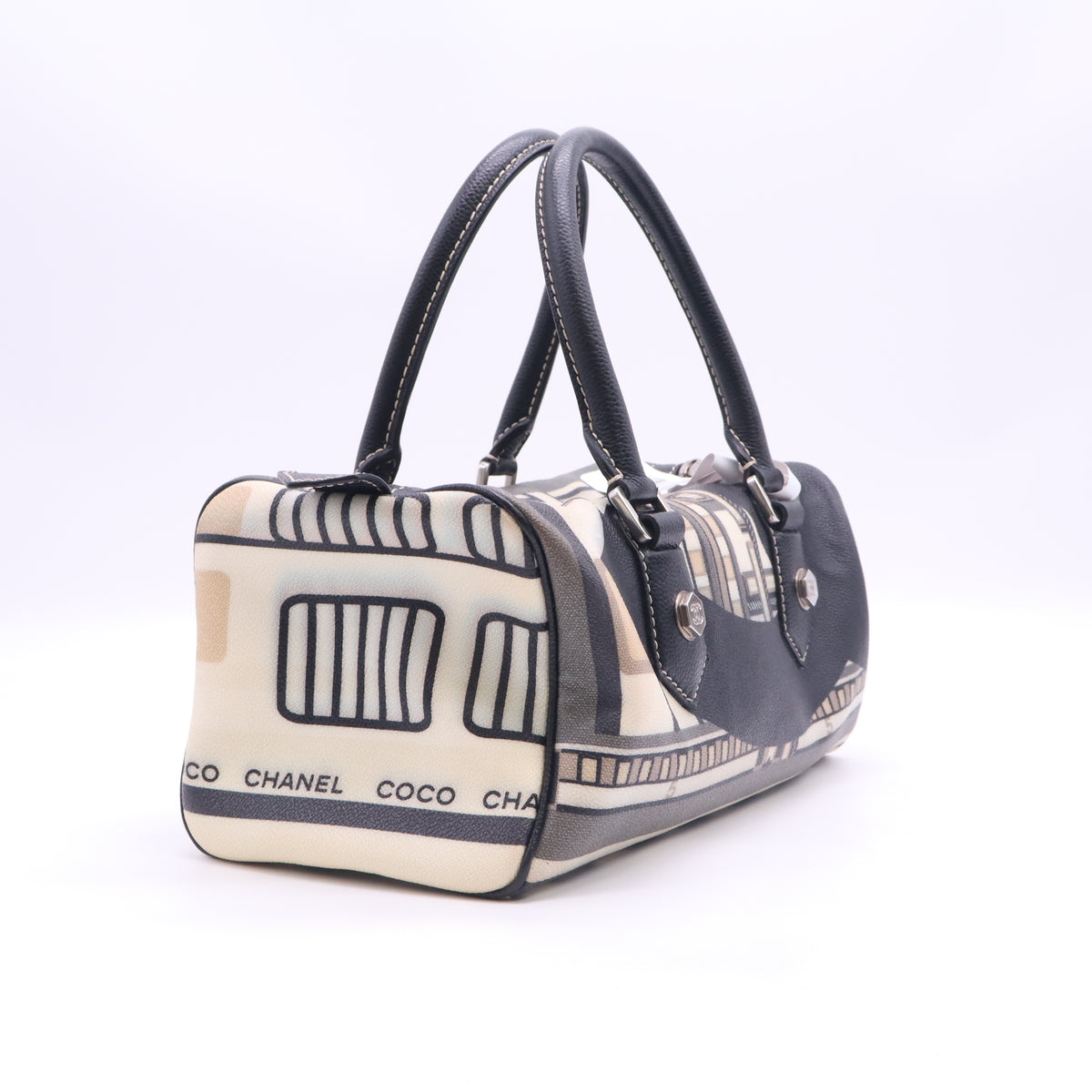 Coated Canvas Le Train Boston Bag Black B24140