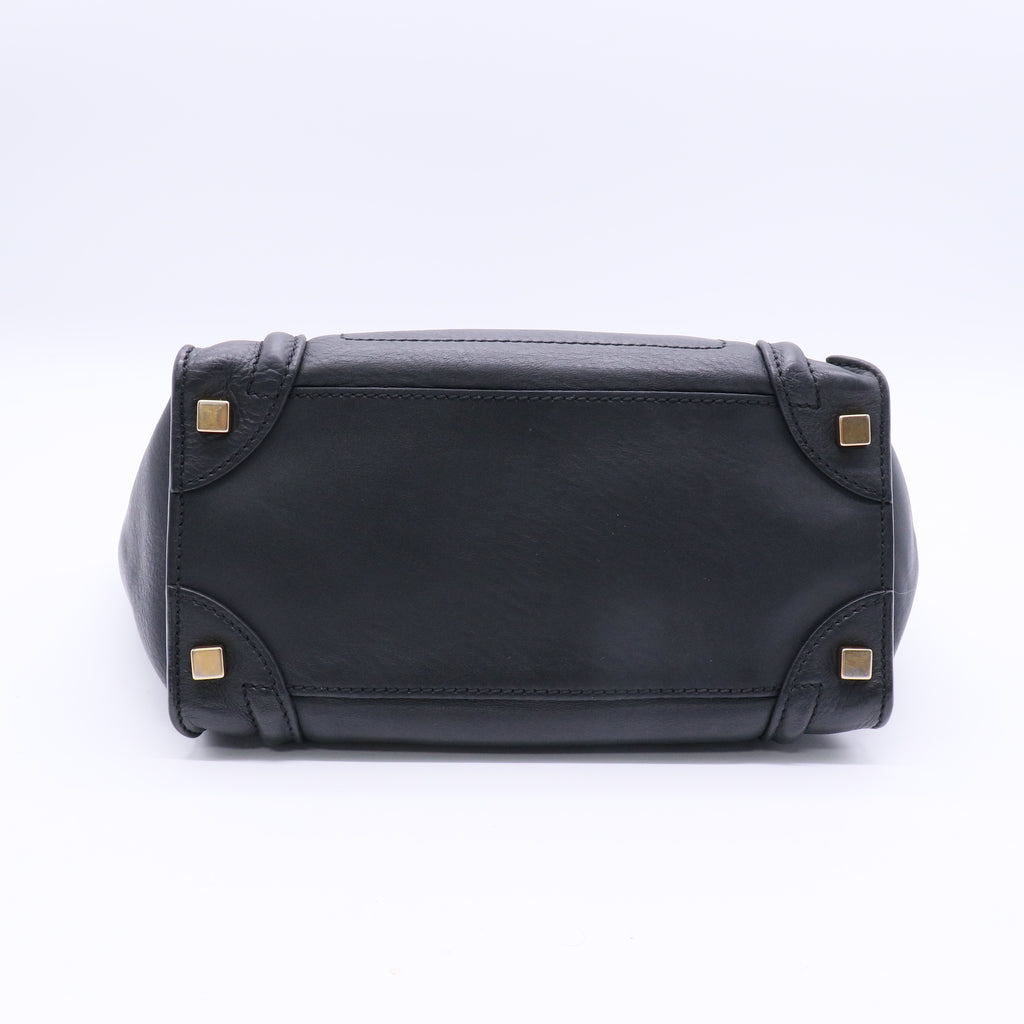 Black Smooth Leather  Luggage Tote Bag