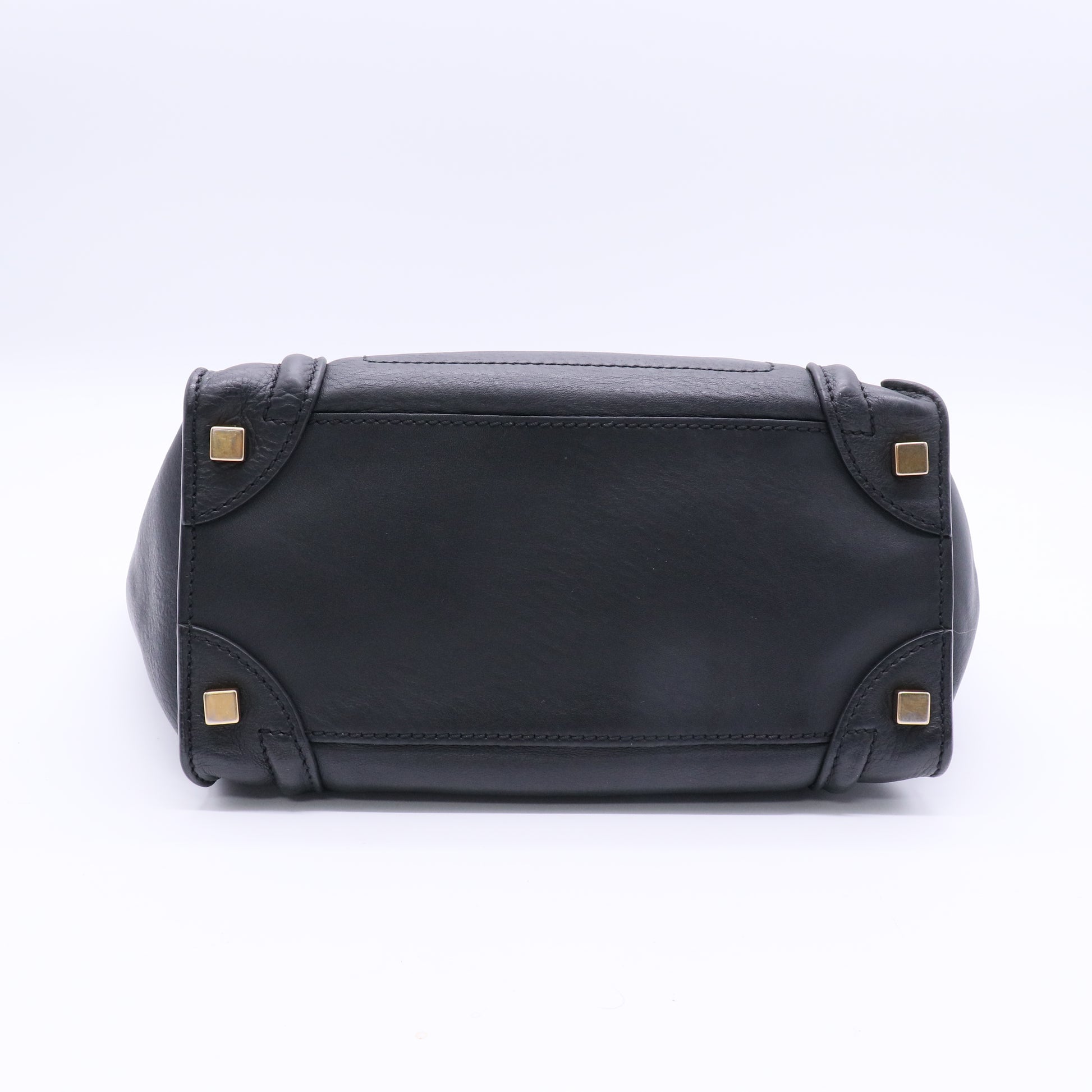 Black Smooth Leather  Luggage Tote Bag