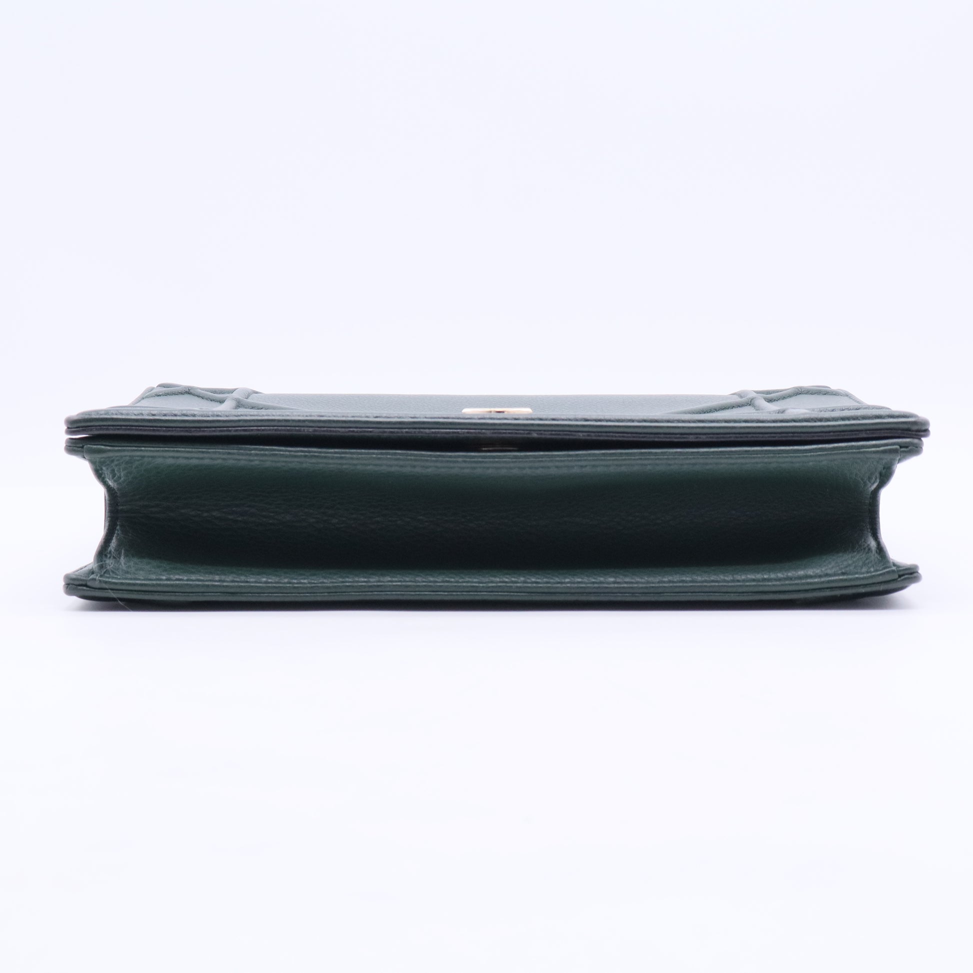 Green Grained Calfskin Leather Diorama Medium Flap Bag