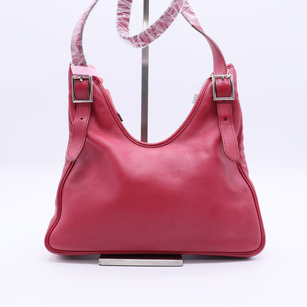 Hermès 32cm Rosewood Clemence Leather Massai Cut Bag