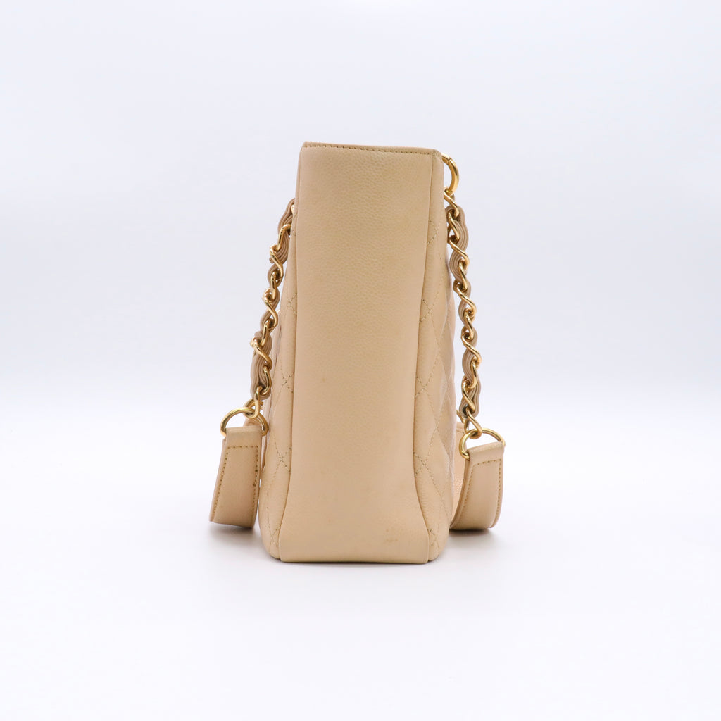 Caviar Quilted Petit Shopping Tote PST Beige Clair twins