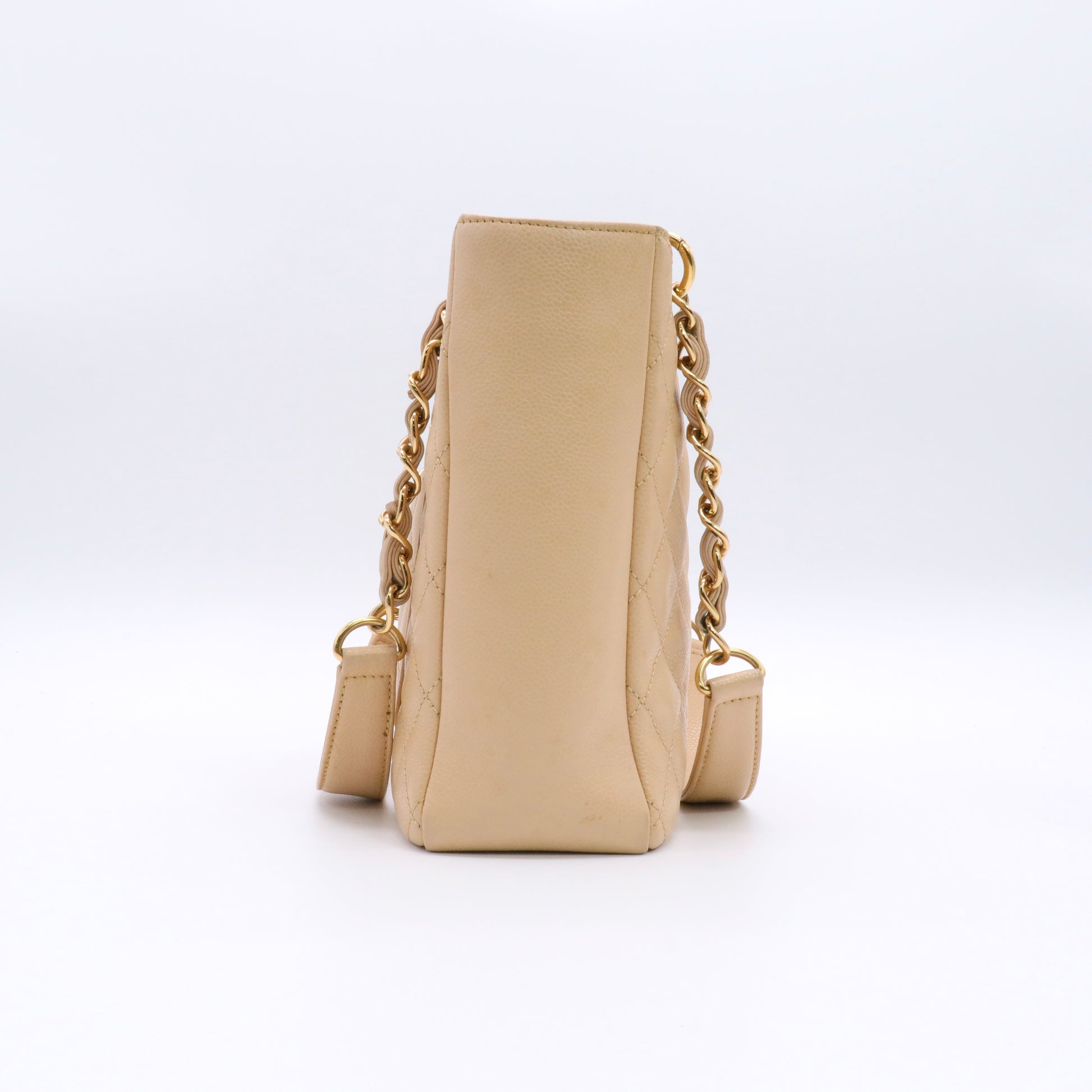 Caviar Quilted Petit Shopping Tote PST Beige Clair twins