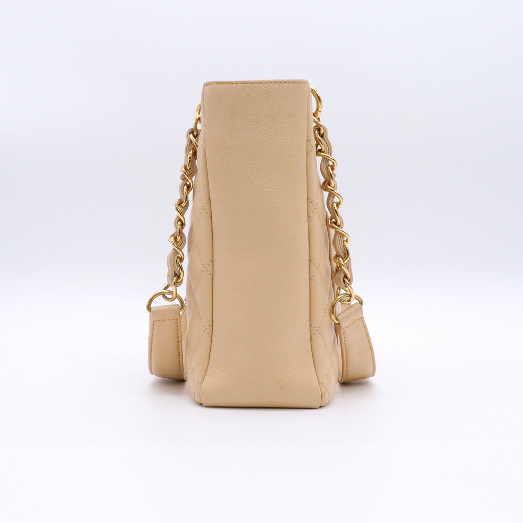 Caviar Quilted Petit Shopping Tote PST Beige Clair twins