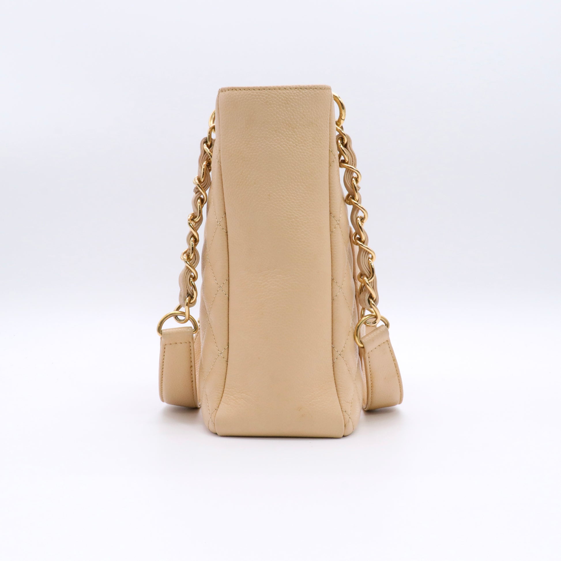 Caviar Quilted Petit Shopping Tote PST Beige Clair twins