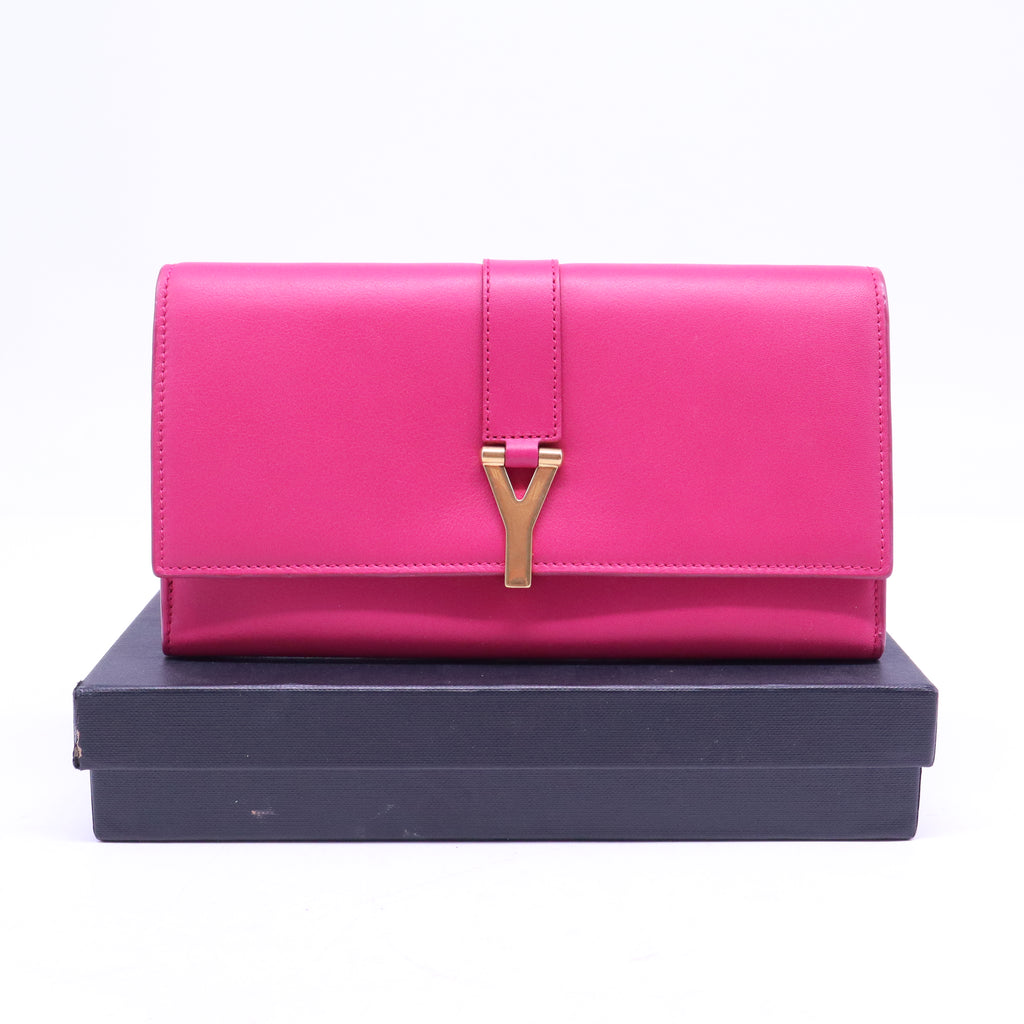 Pink Calfskin Leather Ligne Y Clutch Bag W20716