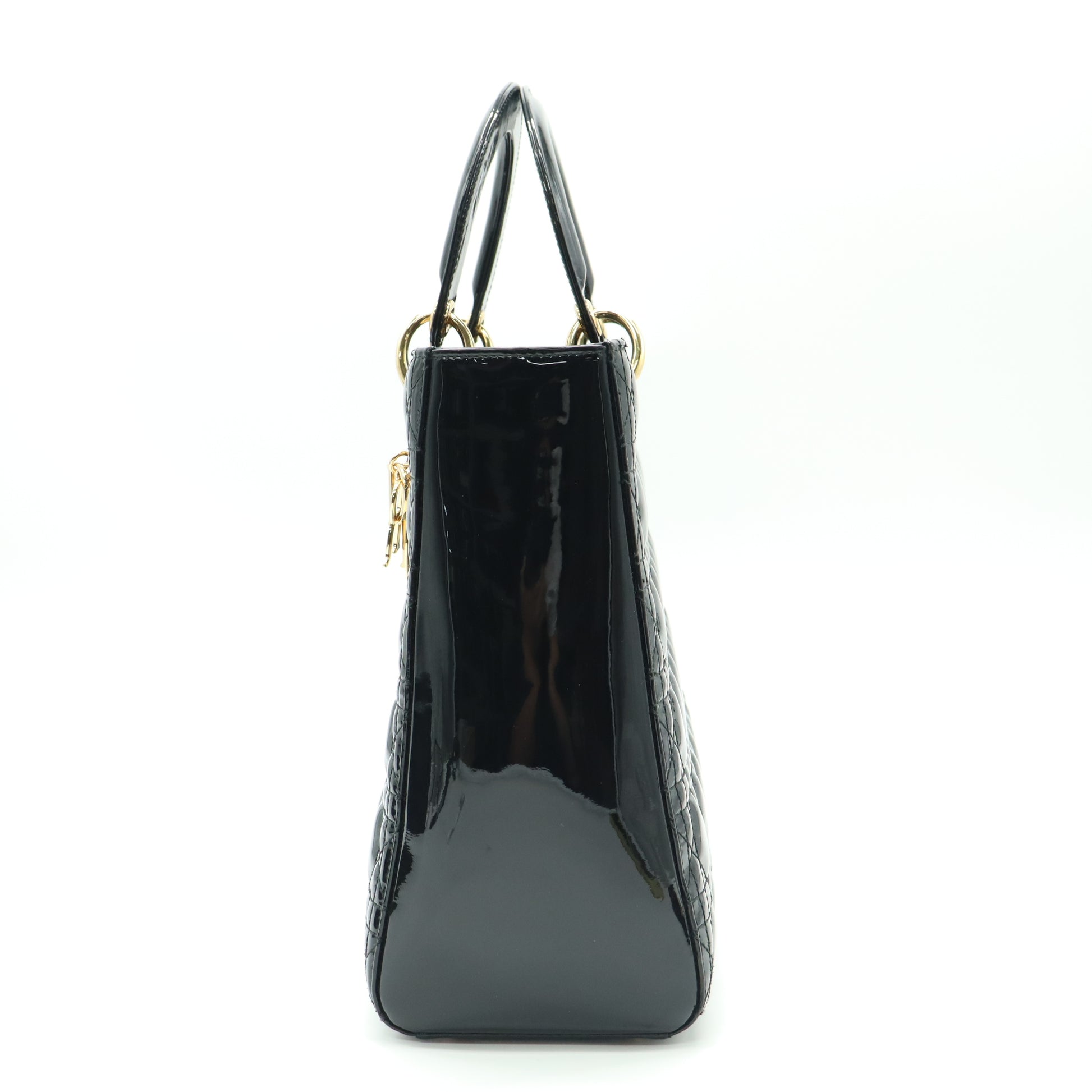 Large Lady Dior Bag in Black Patent Cannage B22541