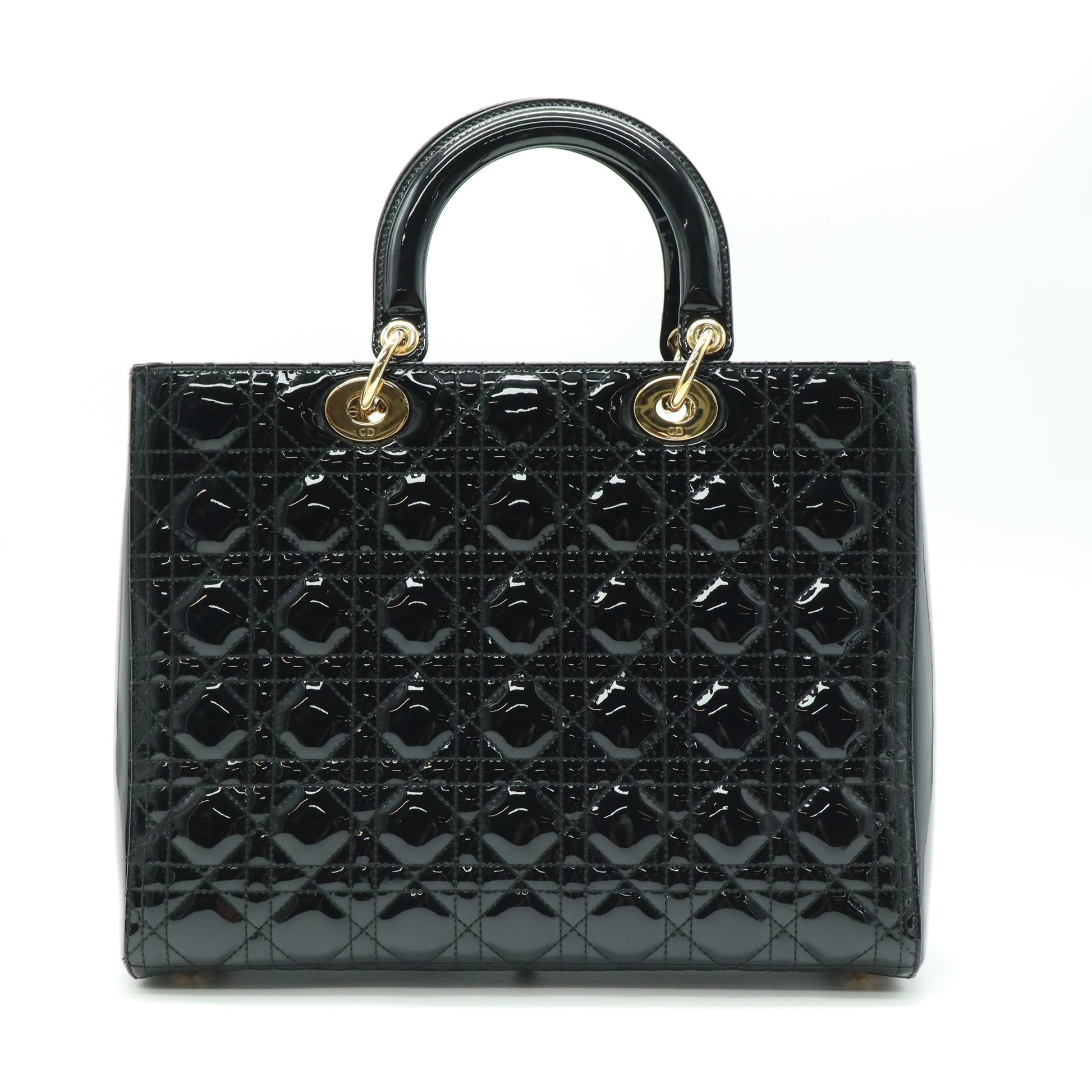Large Lady Dior Bag in Black Patent Cannage B22541