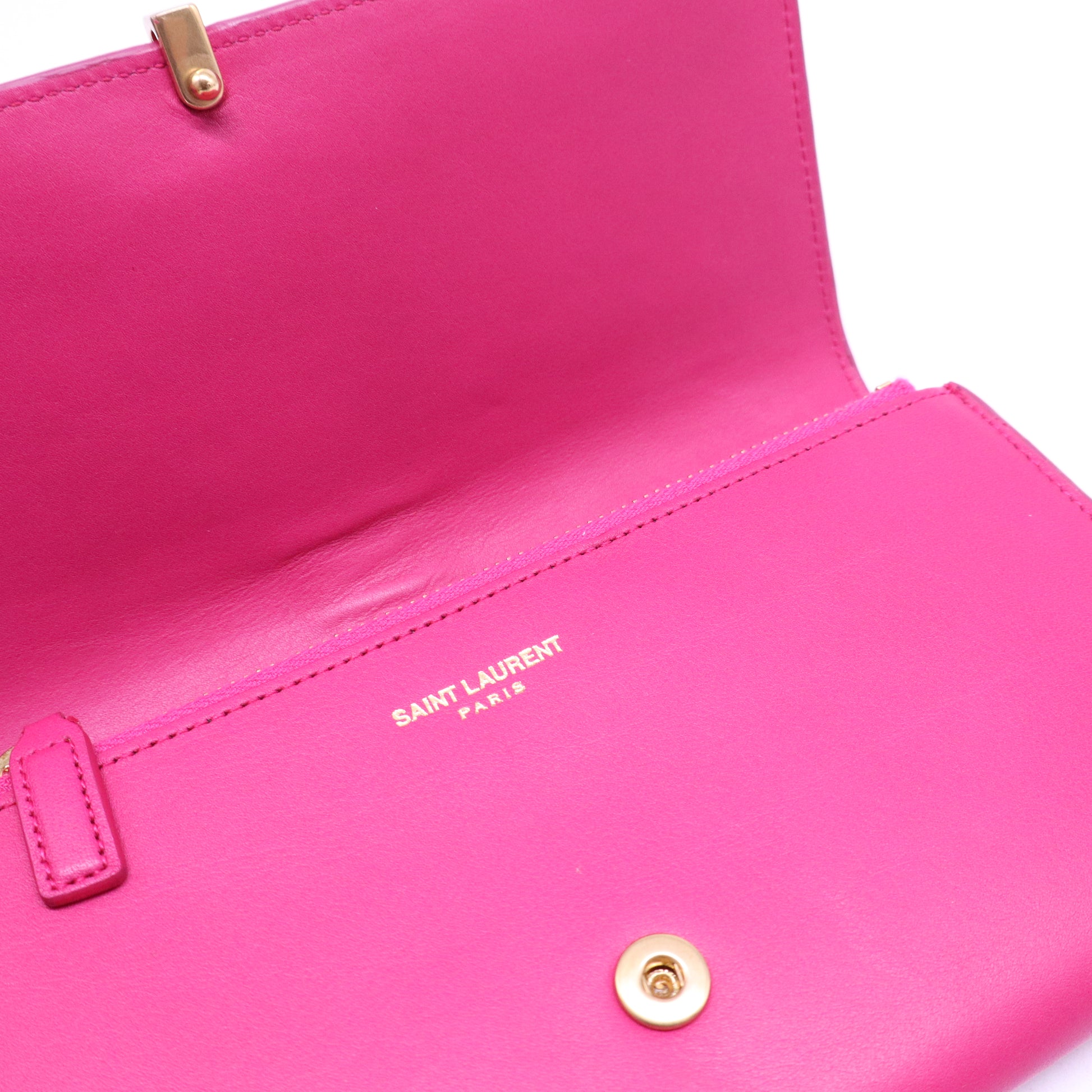 Pink Calfskin Leather Ligne Y Clutch Bag W20716
