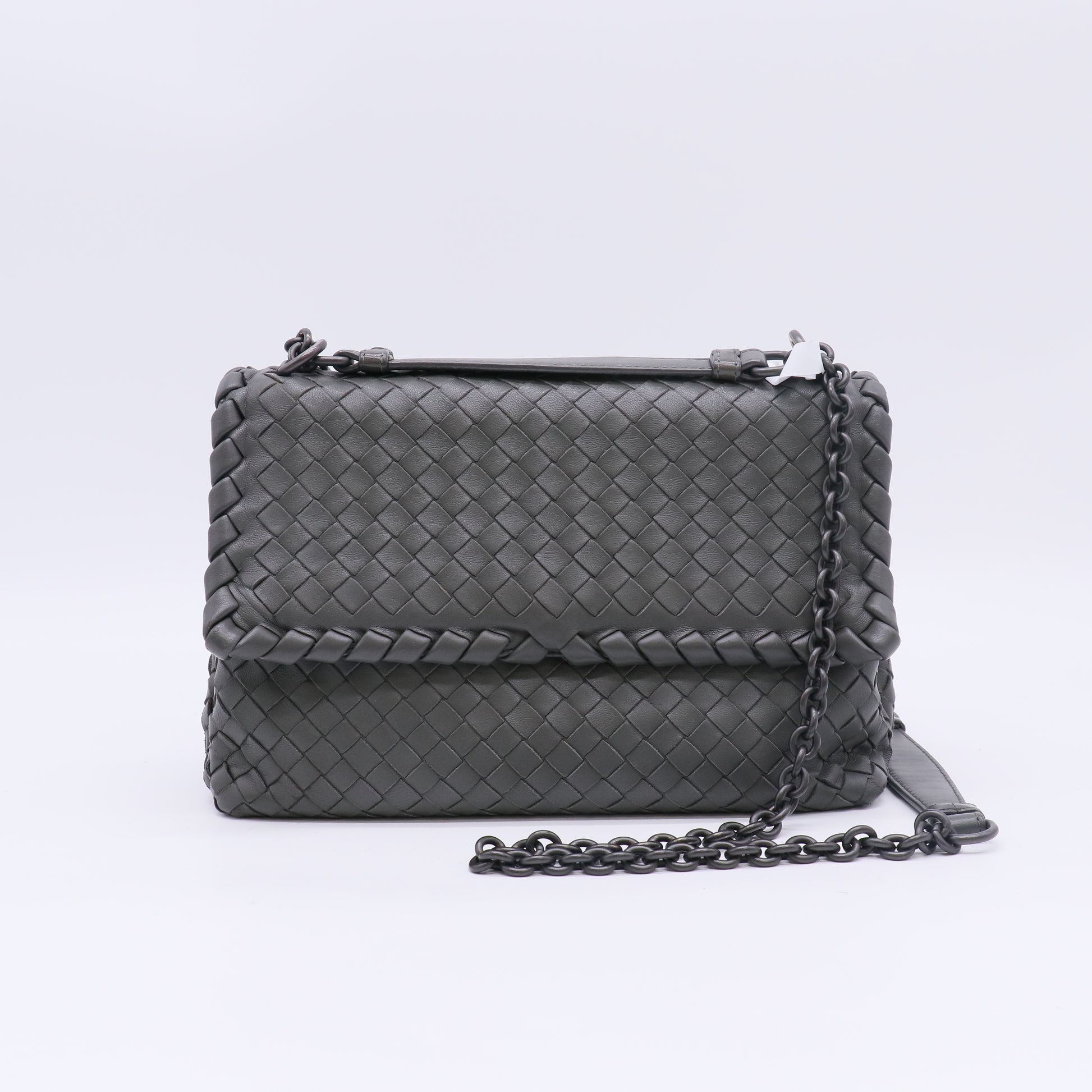 Dark Grey Intrecciato Leather Crossbody Bag B23523