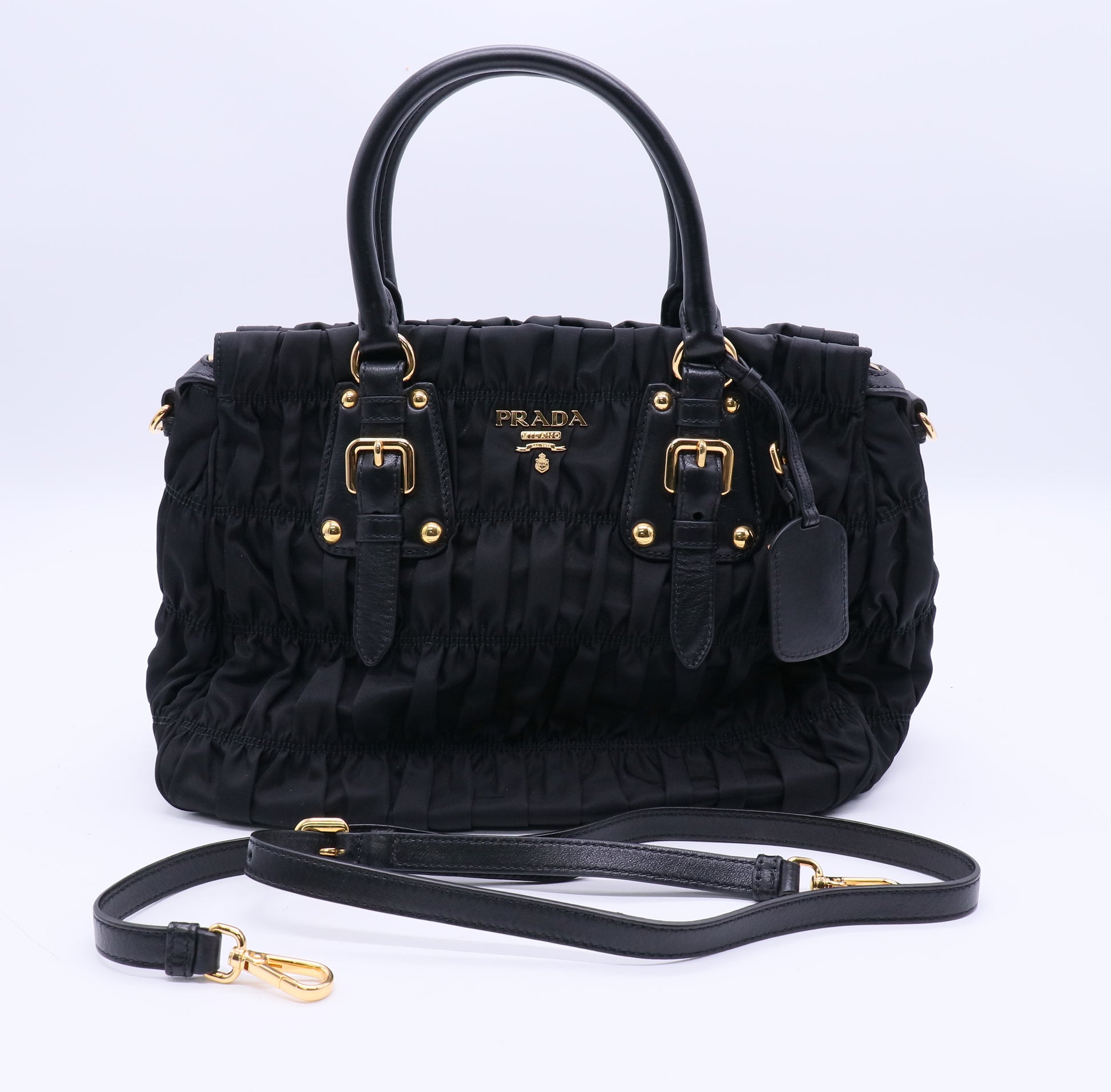 Black Tessuto Nylon Gauffre Tote Bag  B21139