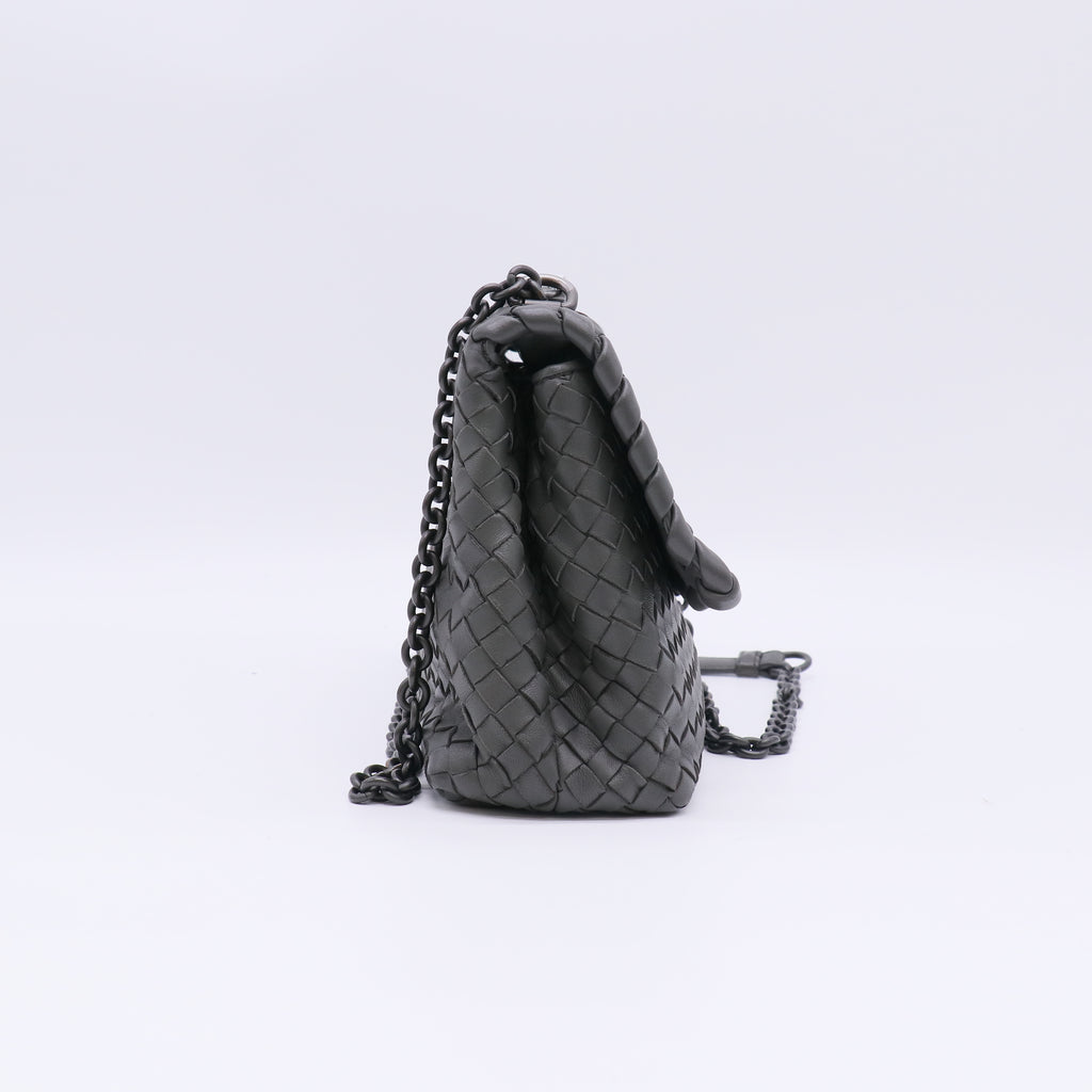 Dark Grey Intrecciato Leather Crossbody Bag B23523