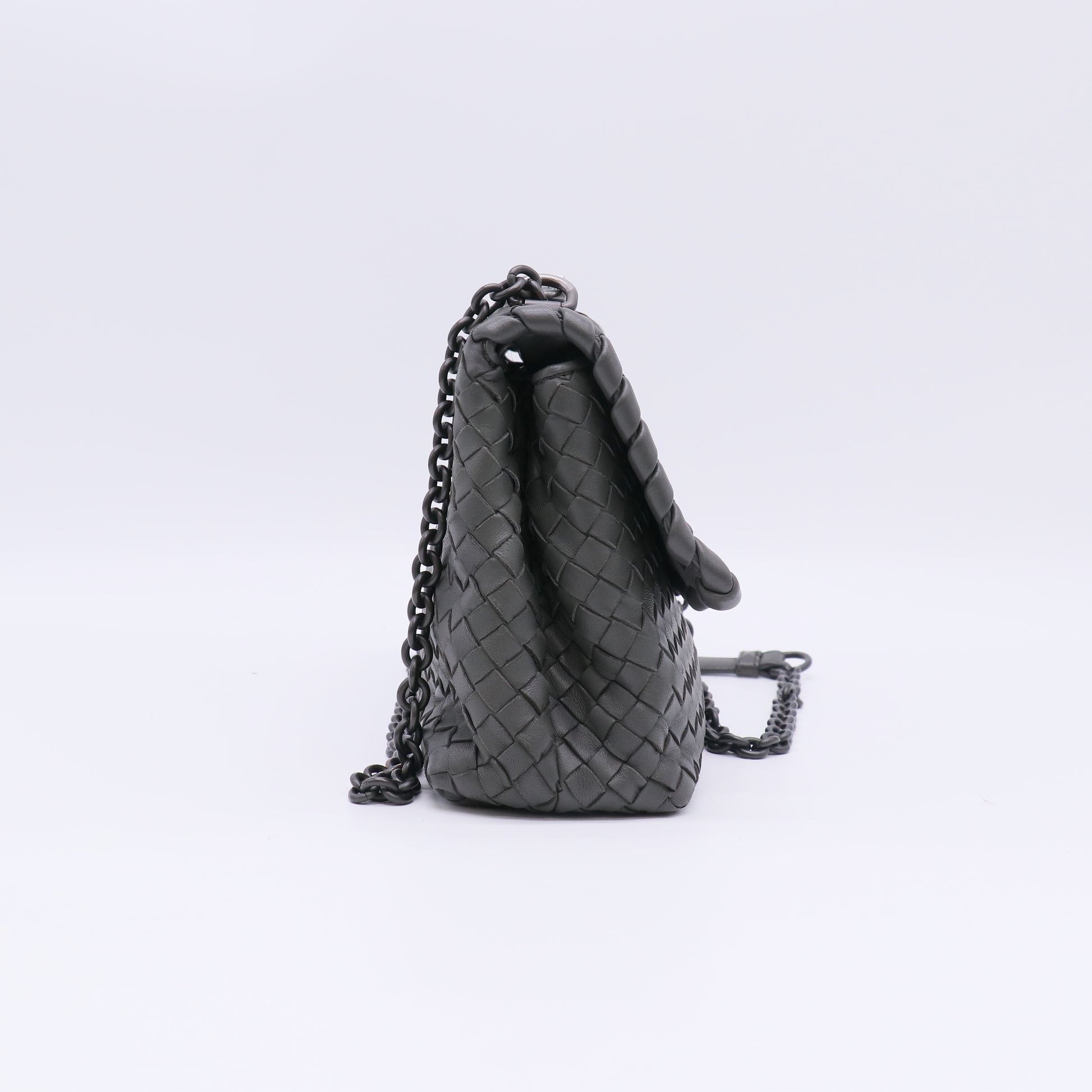 Dark Grey Intrecciato Leather Crossbody Bag B23523