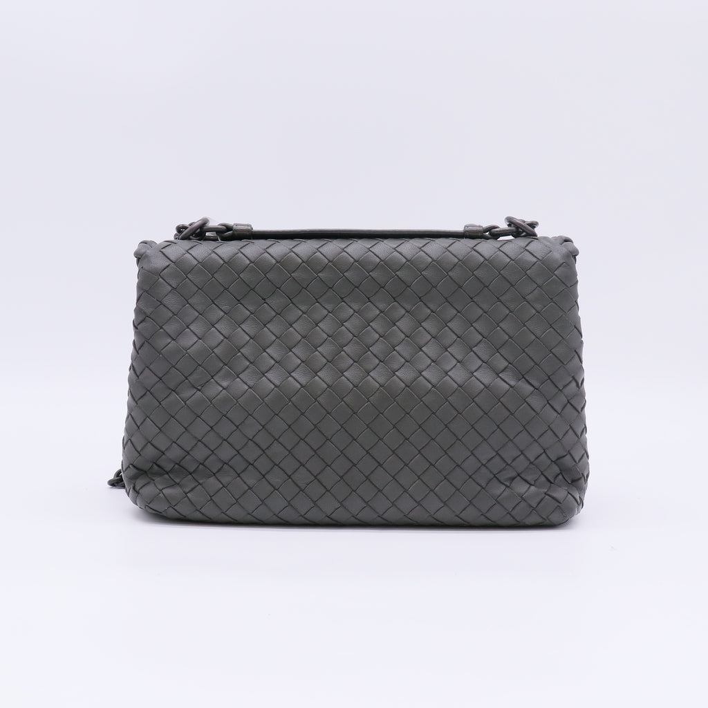 Dark Grey Intrecciato Leather Crossbody Bag B23523