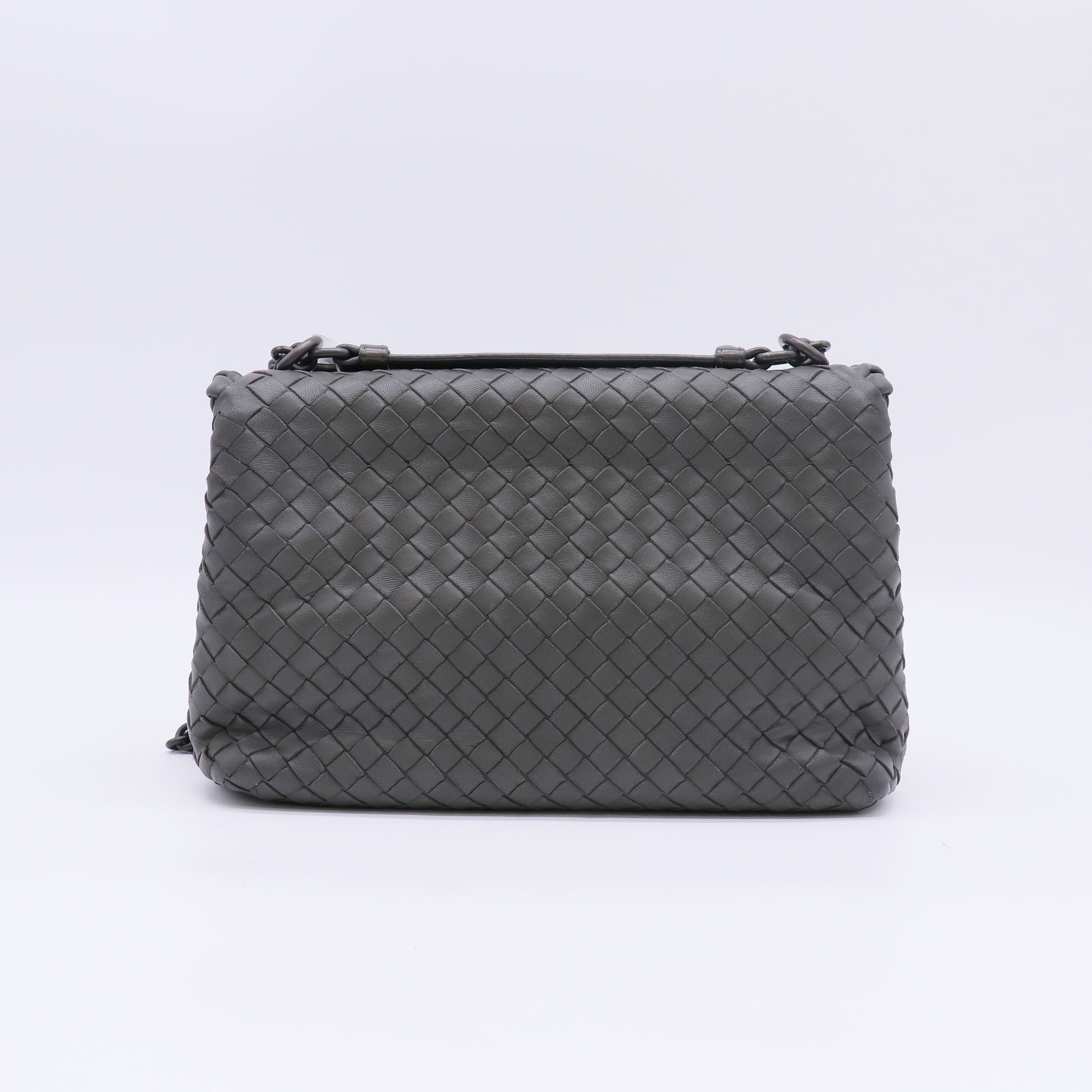 Dark Grey Intrecciato Leather Crossbody Bag B23523