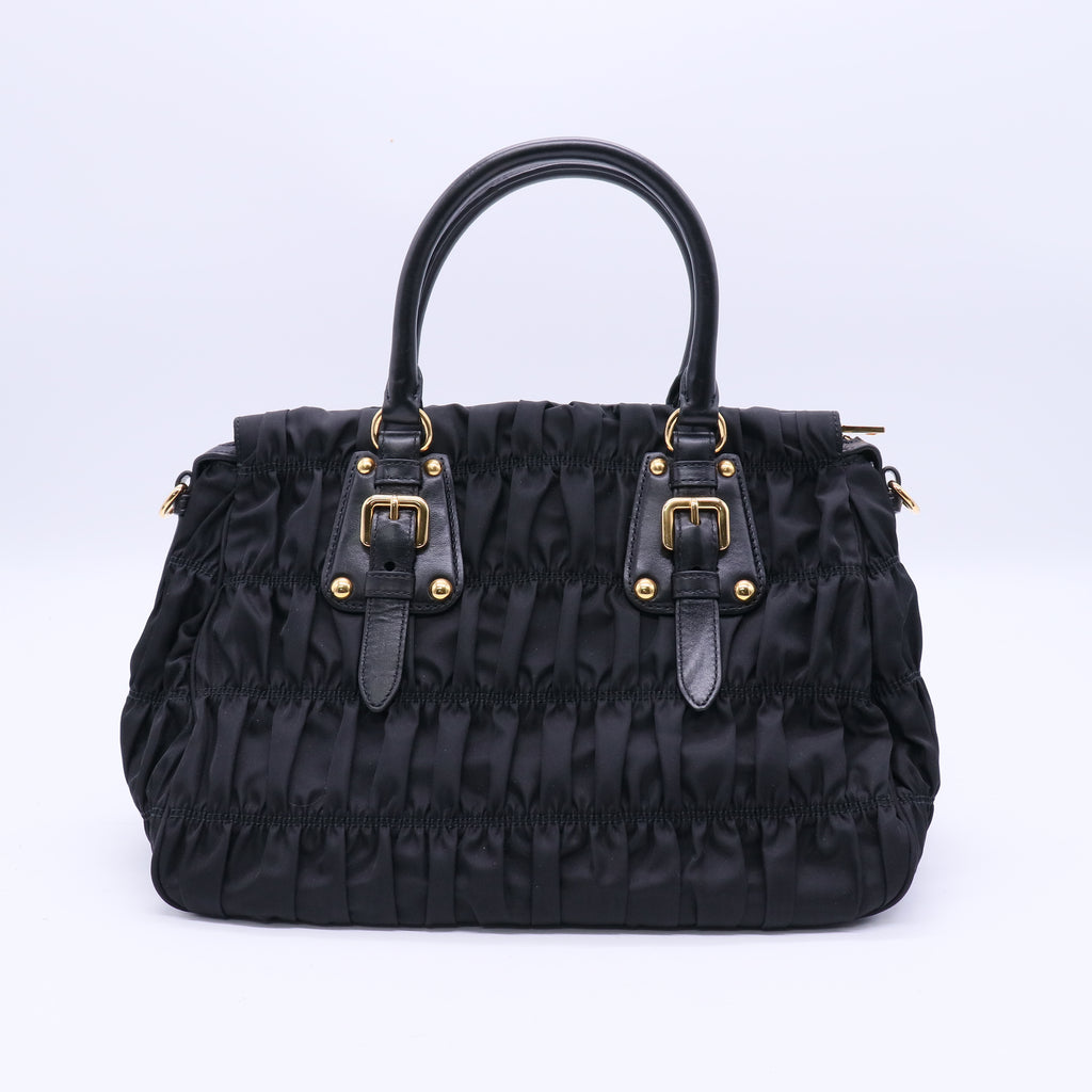 Black Tessuto Nylon Gauffre Tote Bag  B21139