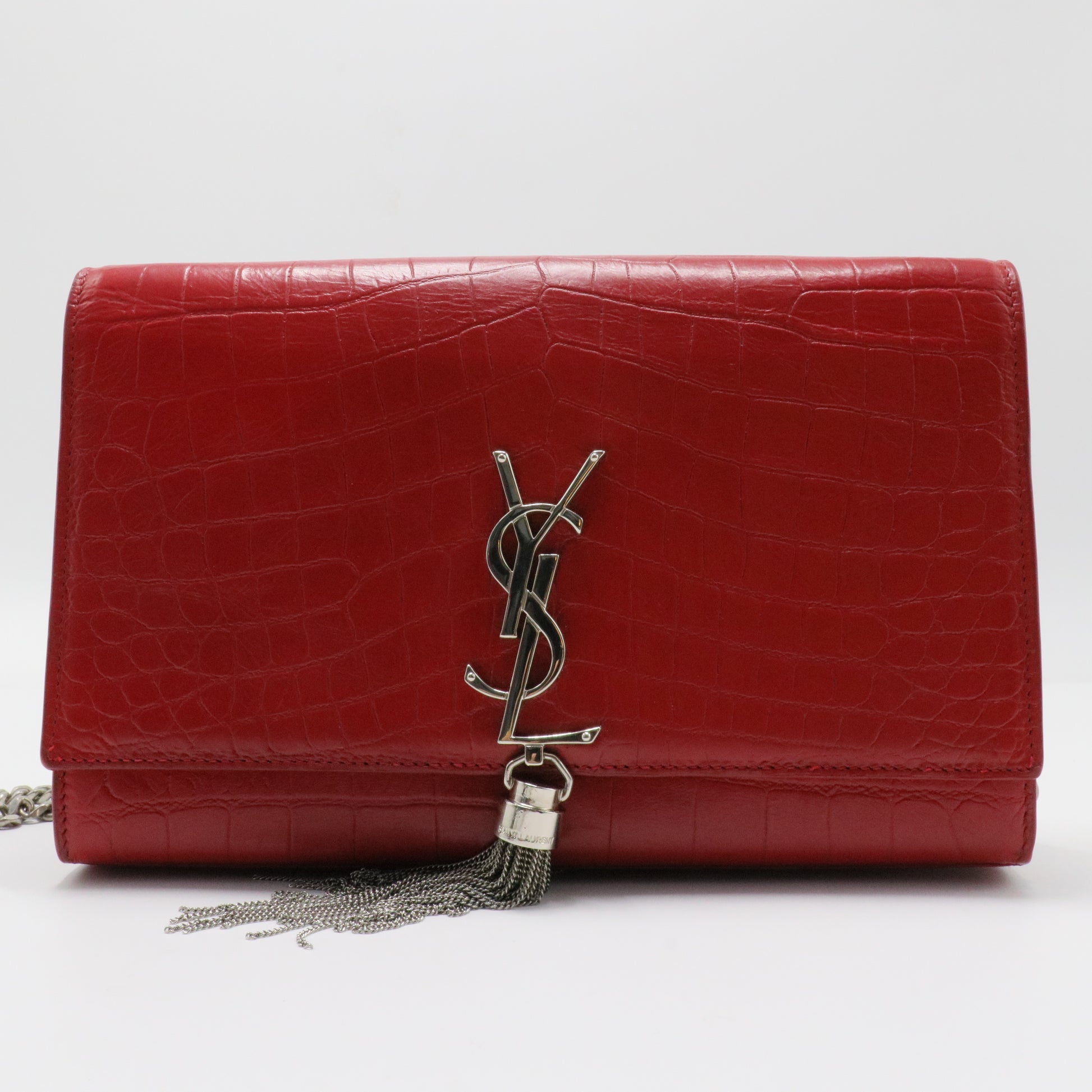 Classic Monogram Tassel Crossbody Bag Crocodile Embossed Leather Medium
