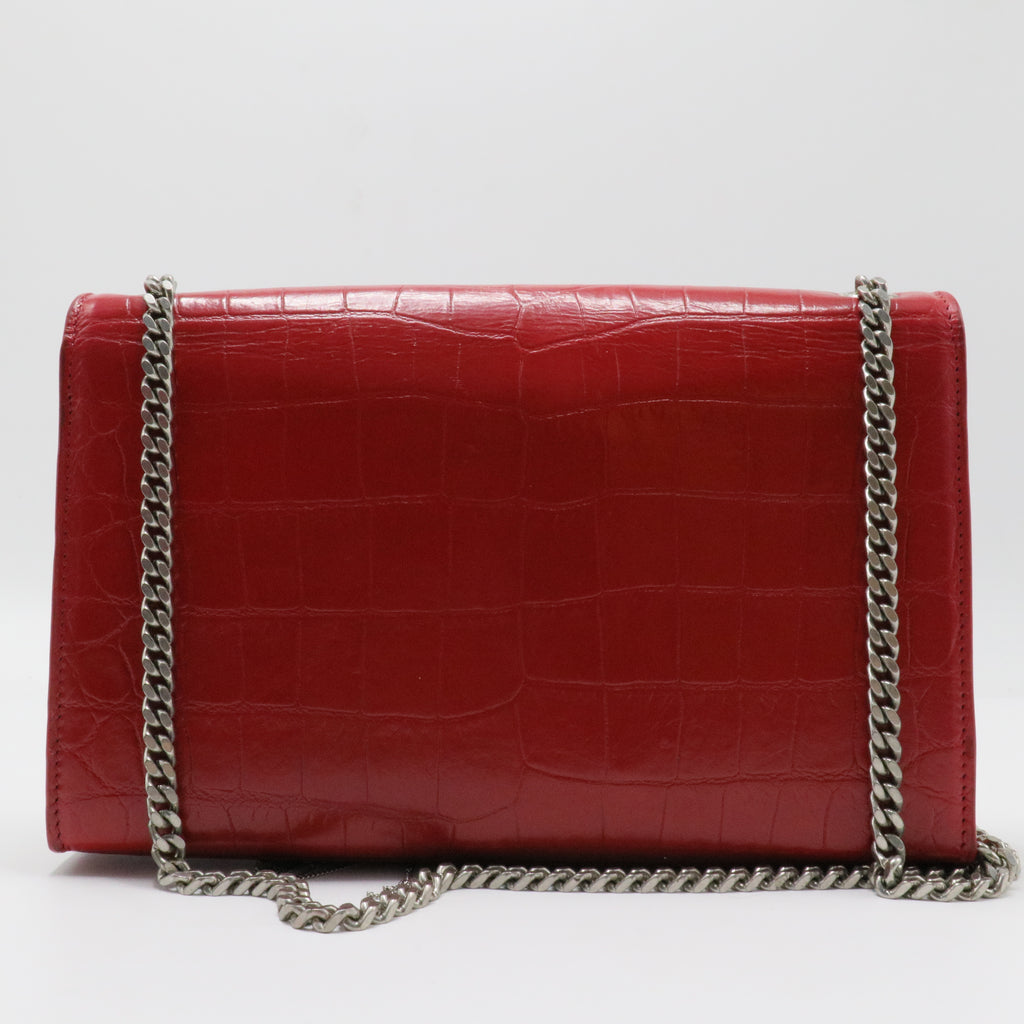 Classic Monogram Tassel Crossbody Bag Crocodile Embossed Leather Medium