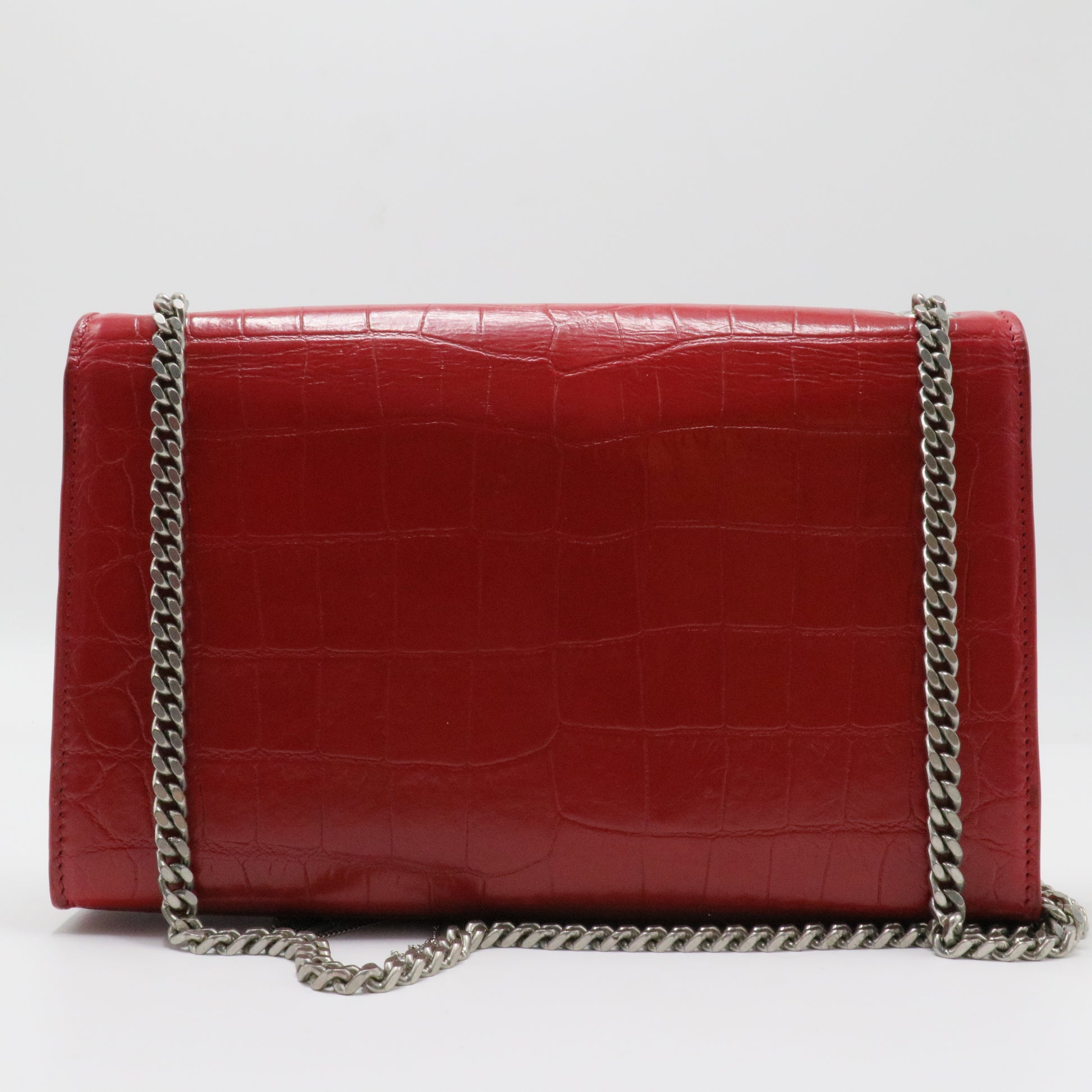 Classic Monogram Tassel Crossbody Bag Crocodile Embossed Leather Medium