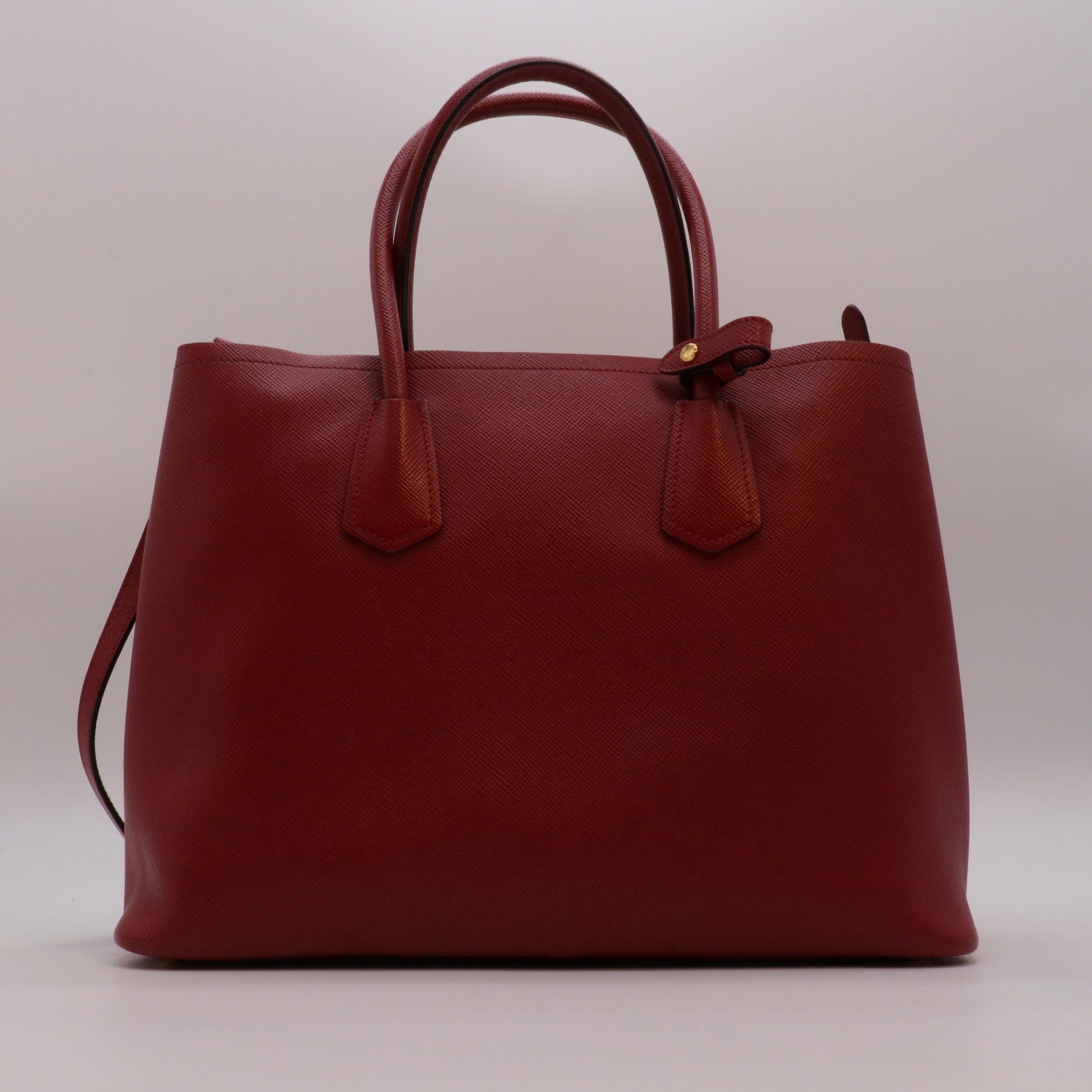 Medium Saffiano Cuir Double Satchel In Red twins