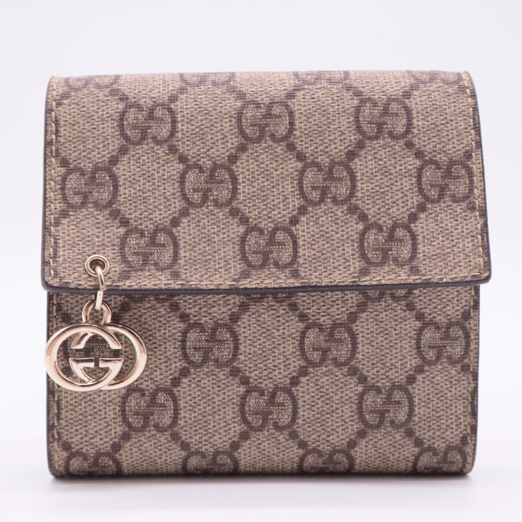 GG Supreme Monogram GG Pierce French Flap Wallet twins