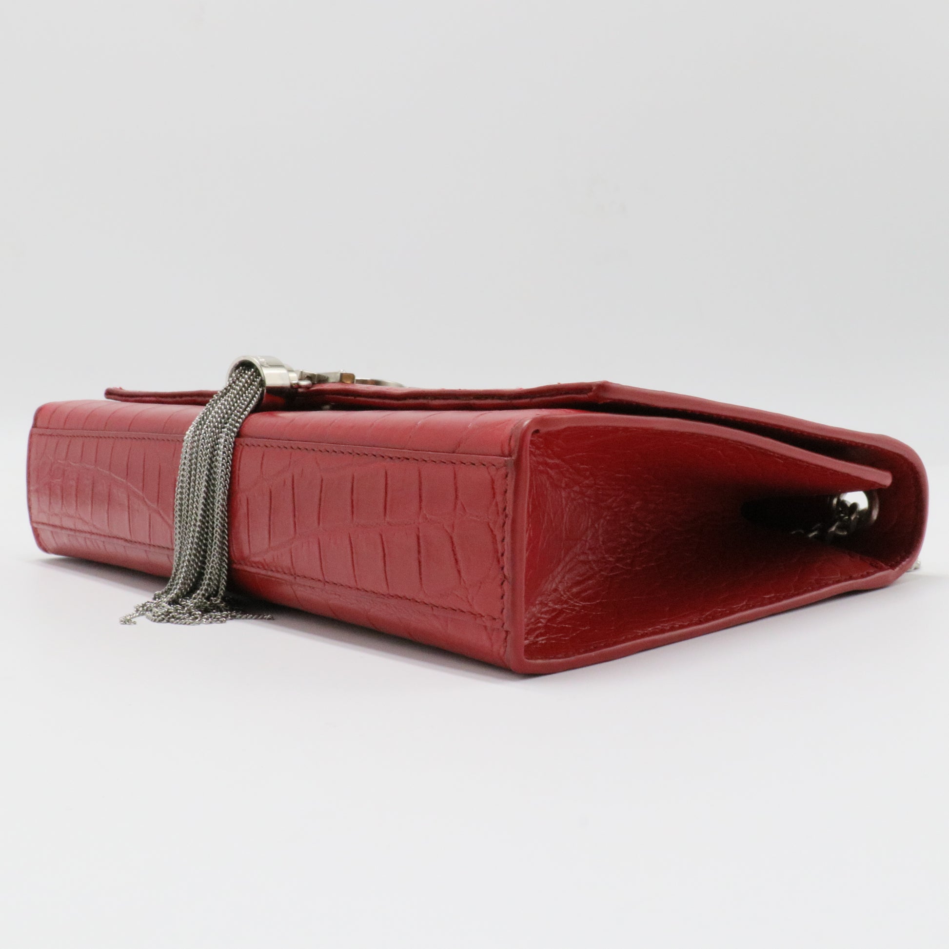 Classic Monogram Tassel Crossbody Bag Crocodile Embossed Leather Medium