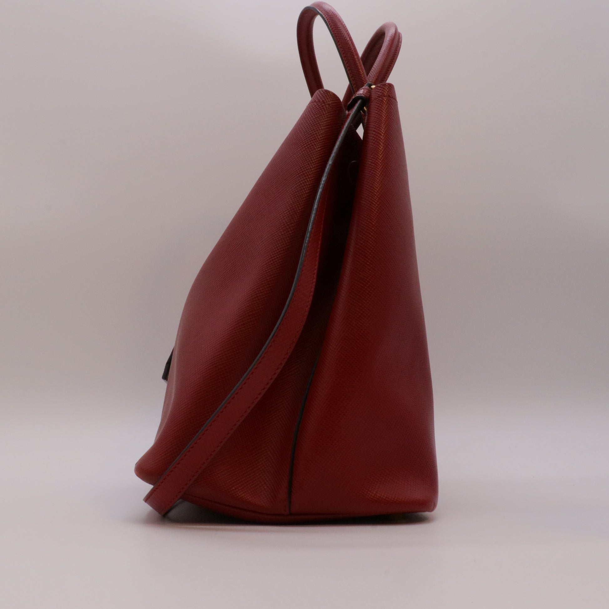 Medium Saffiano Cuir Double Satchel In Red twins