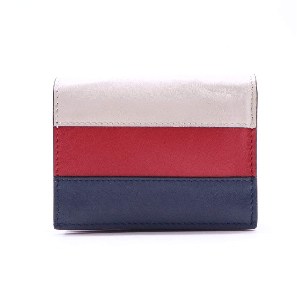 Calfskin Queen Margaret Card Case Wallet Blue Agata Hibiscus Red Mystic White W20960