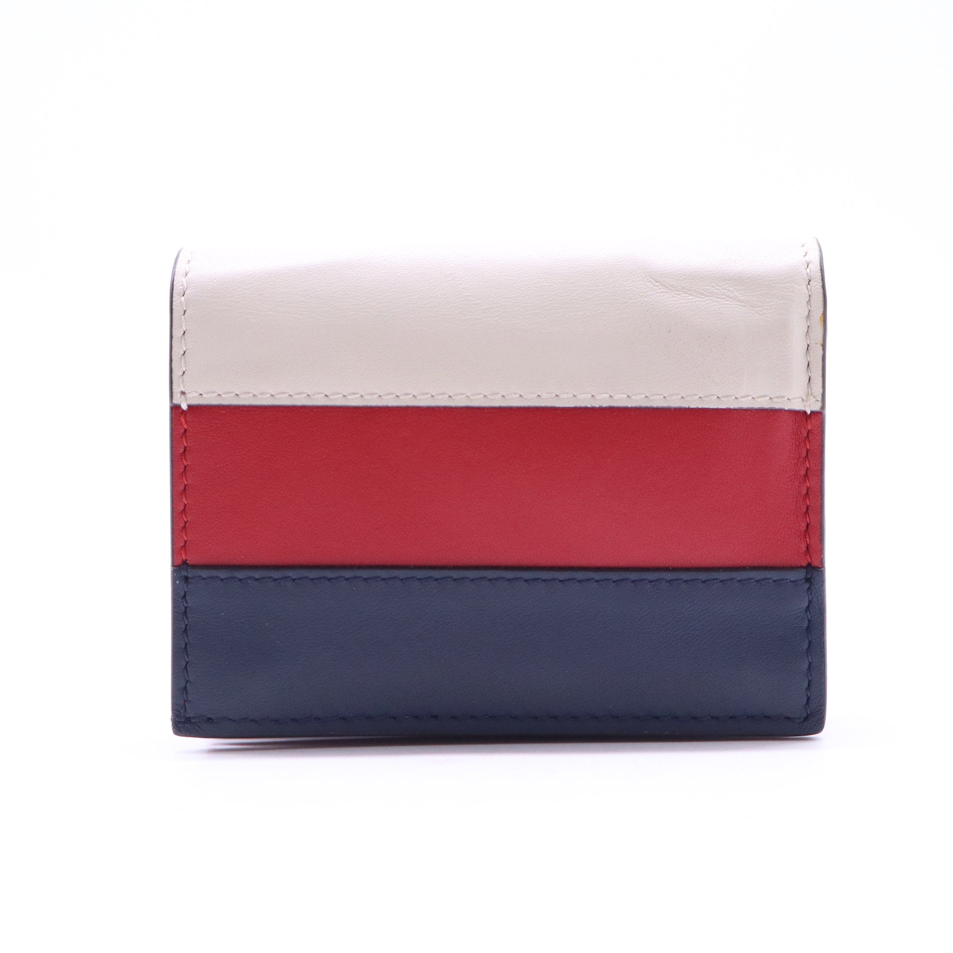 Calfskin Queen Margaret Card Case Wallet Blue Agata Hibiscus Red Mystic White W20960