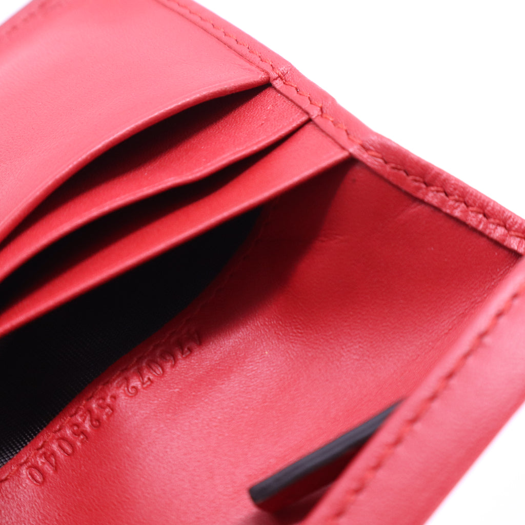 Calfskin Queen Margaret Card Case Wallet Blue Agata Hibiscus Red Mystic White W20960