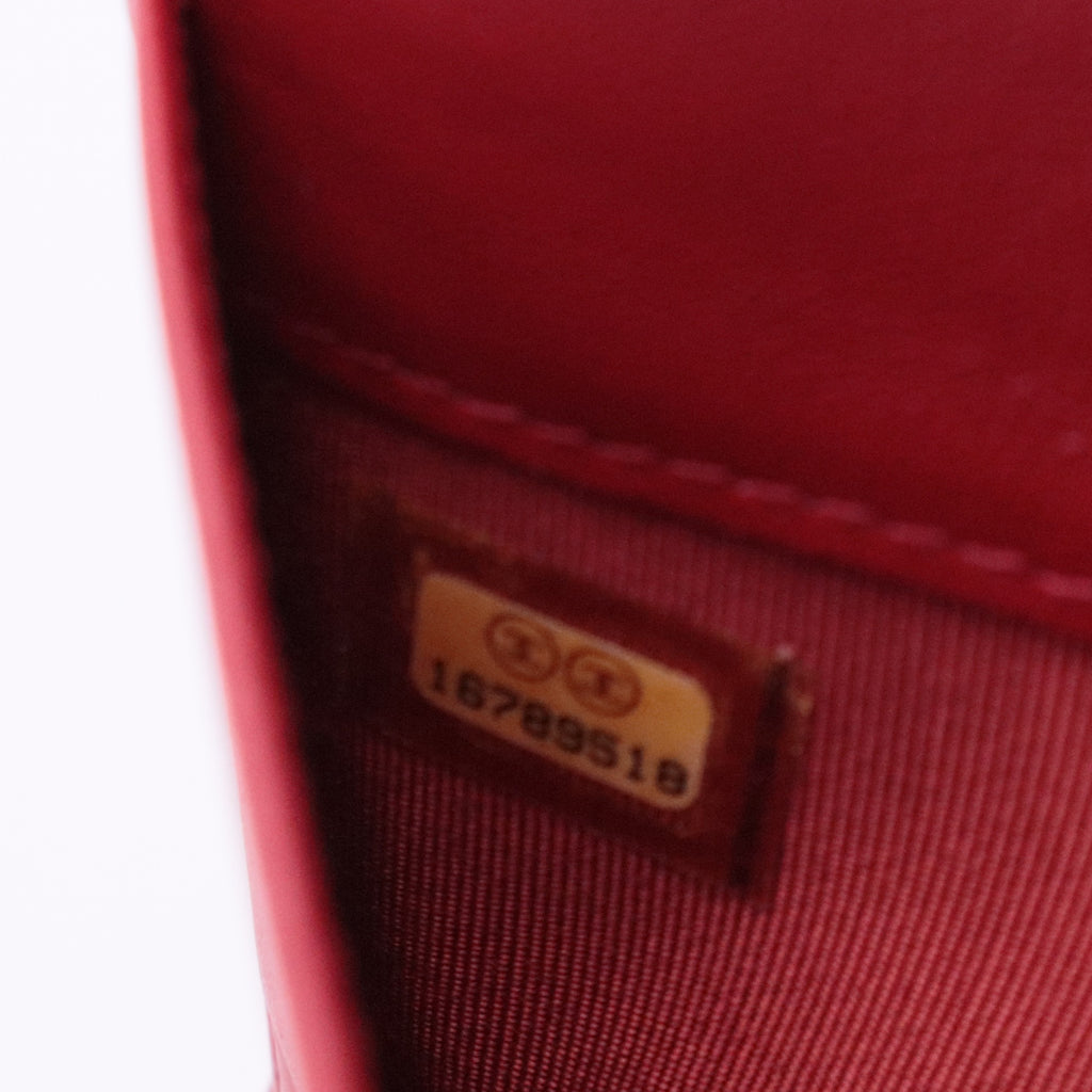 Red Quilted Caviar Leather CC Long Wallet