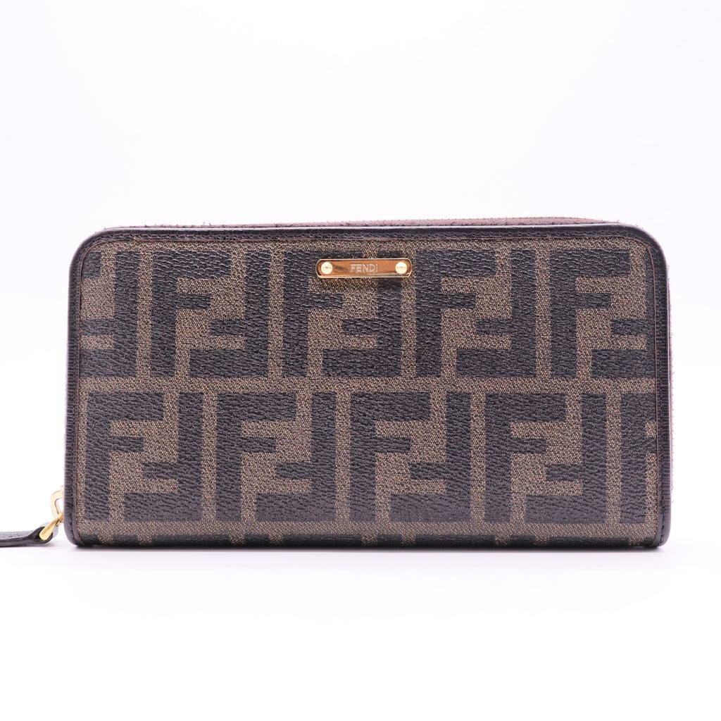 Zucca Spalmati Vitello Elite Zip Around Wallet Tobacco Ebano