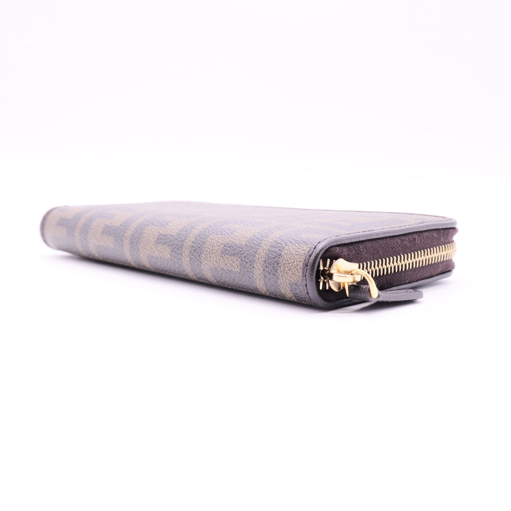 Zucca Spalmati Vitello Elite Zip Around Wallet Tobacco Ebano