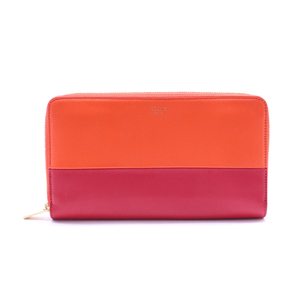 Bi-Color Leather Large Zipped Multifunction Wallet W20889
